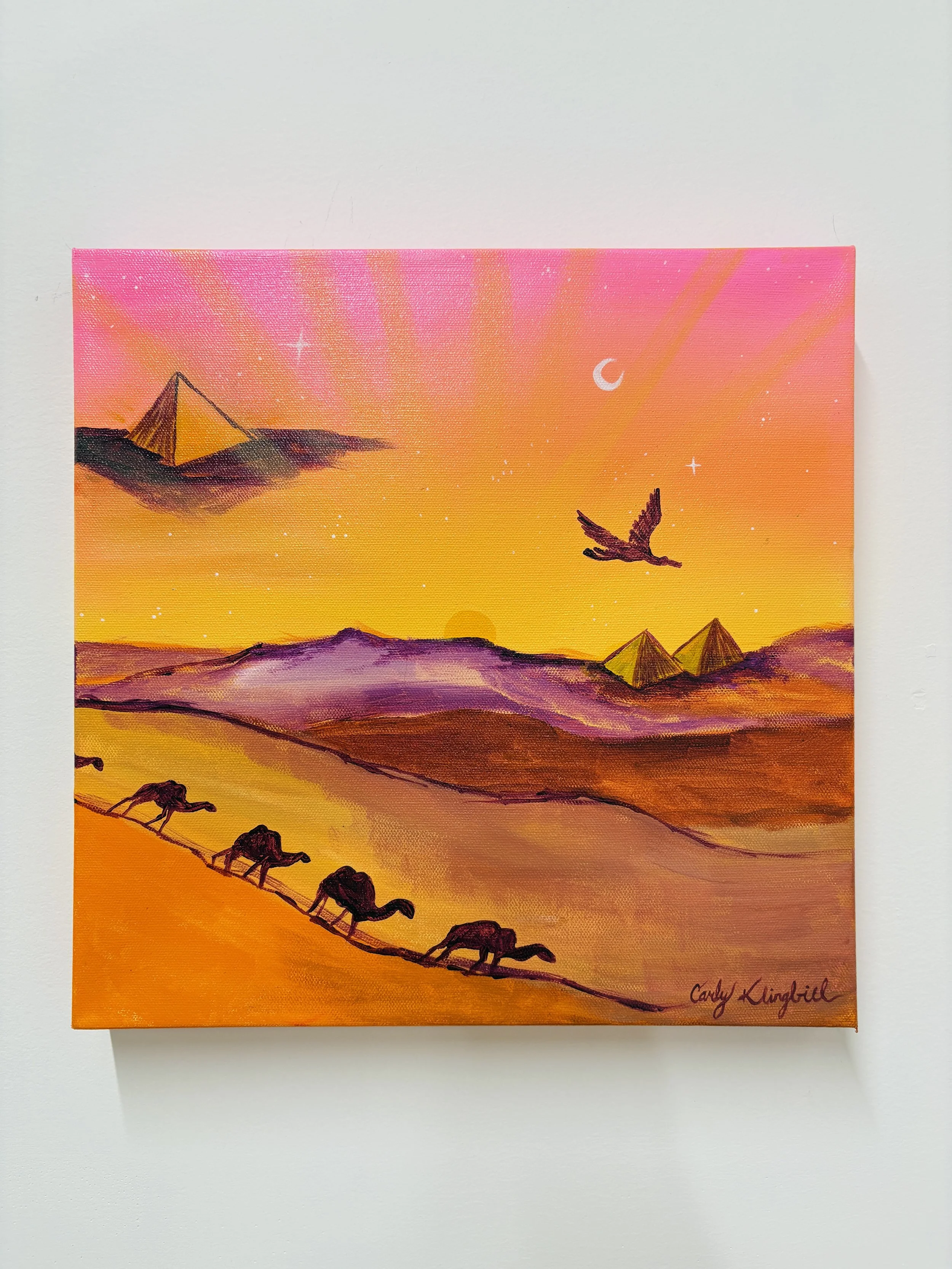 "The Old Story That Began Long Ago Is Not Yet Ended" Acrylic on canvas. 14x14 in. 