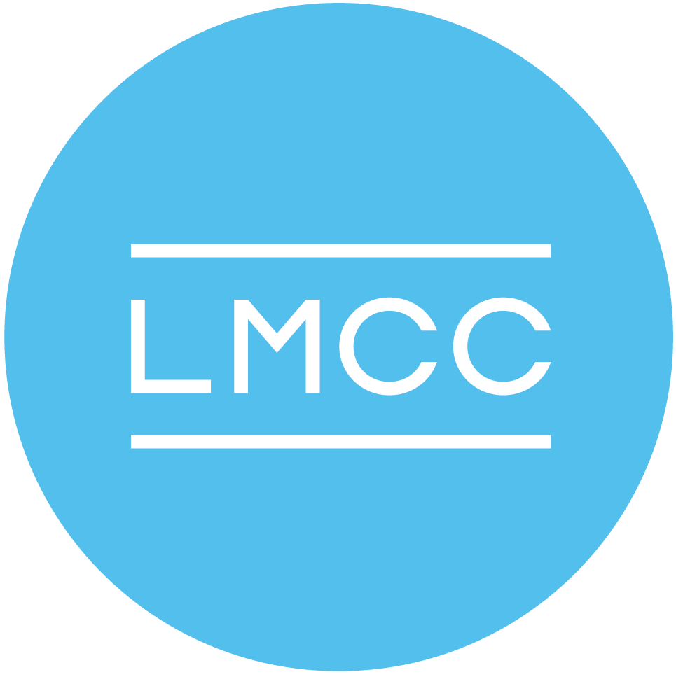 Logo for the Lower Manhattan Cultural Council in a blue circle with white letters