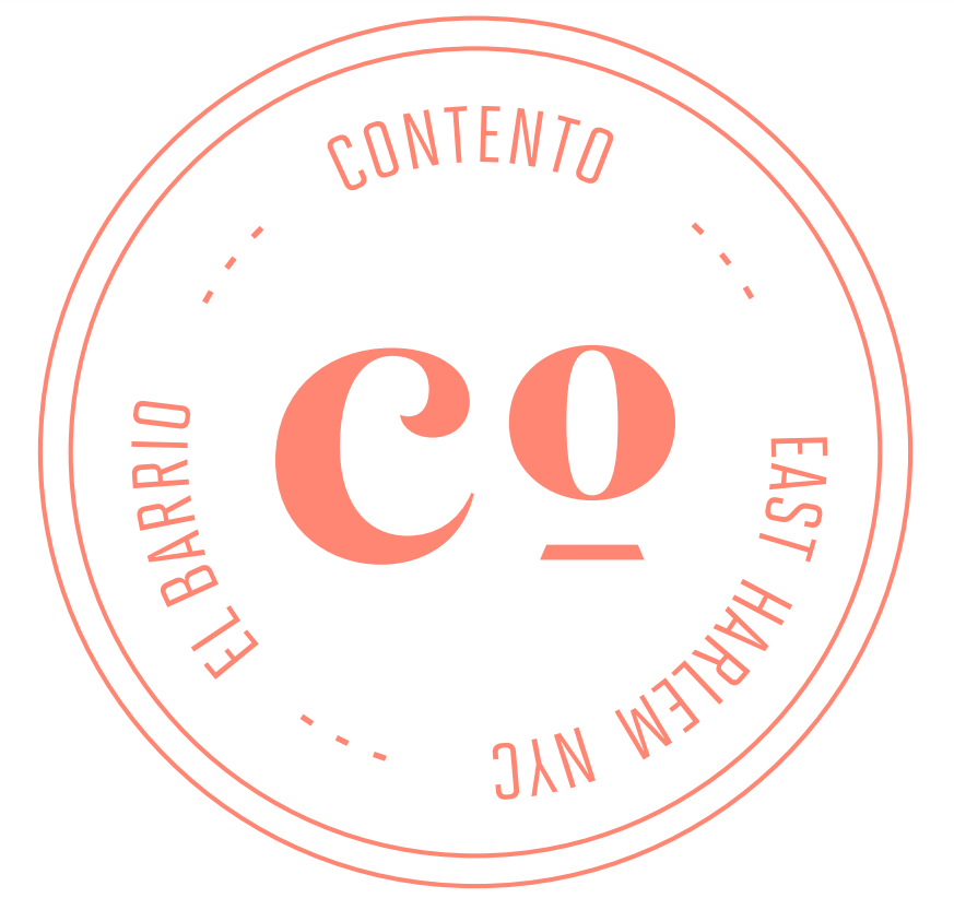 A logo for Contento, with orange text in a circle