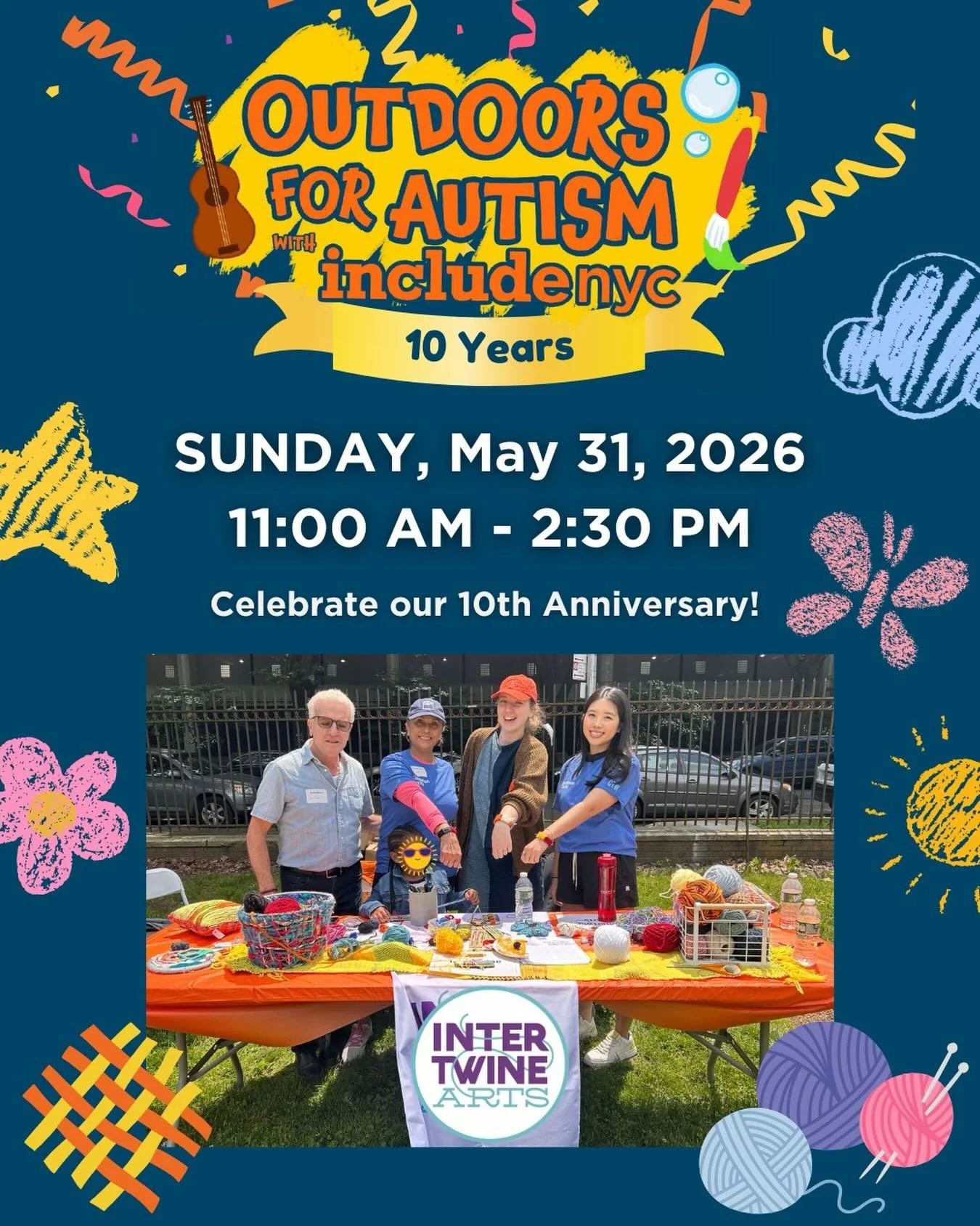 Kick off summer with a day of fun activities at Outdoors for Autism! ☀️🧶✂️. 

Join us in partnership with @includenyc on Sunday, May 31 from 11 AM to 2:30 PM at Rev. T. Wendell Foster Park in the Bronx. Weaving supplies &amp; good times provided!! ?