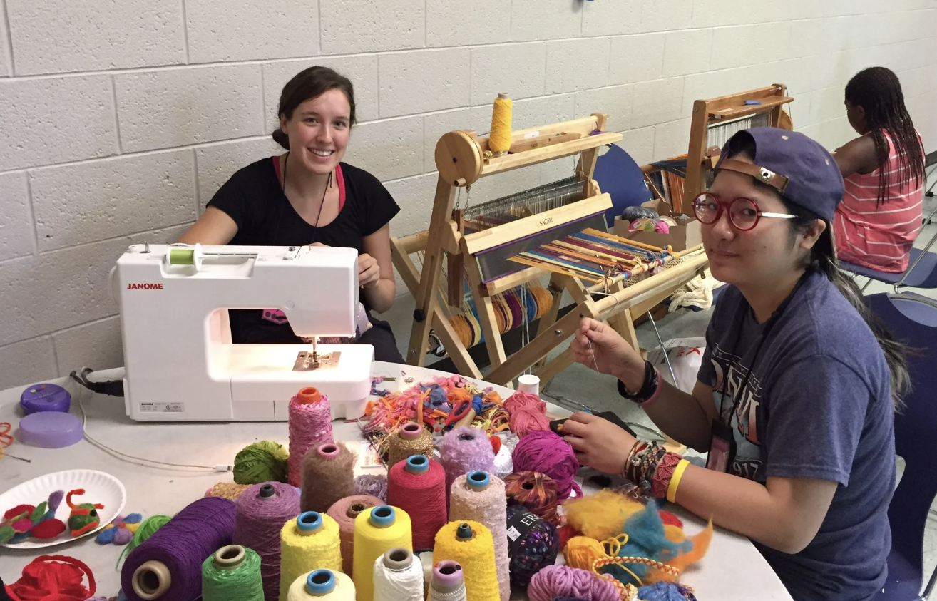 Weaving at Sister Pat’s Kids Camp 2018