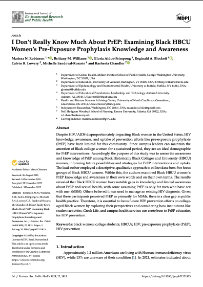 “IJERPH Article-I Don’t Really Know Much About PrEP”: Why This Study Matters