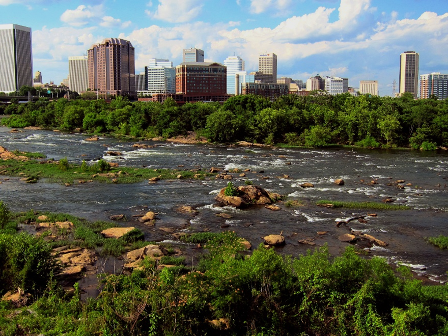 ...Or like this. Note the exposed rocks in the riverbed. (James River, Richmond, VA)