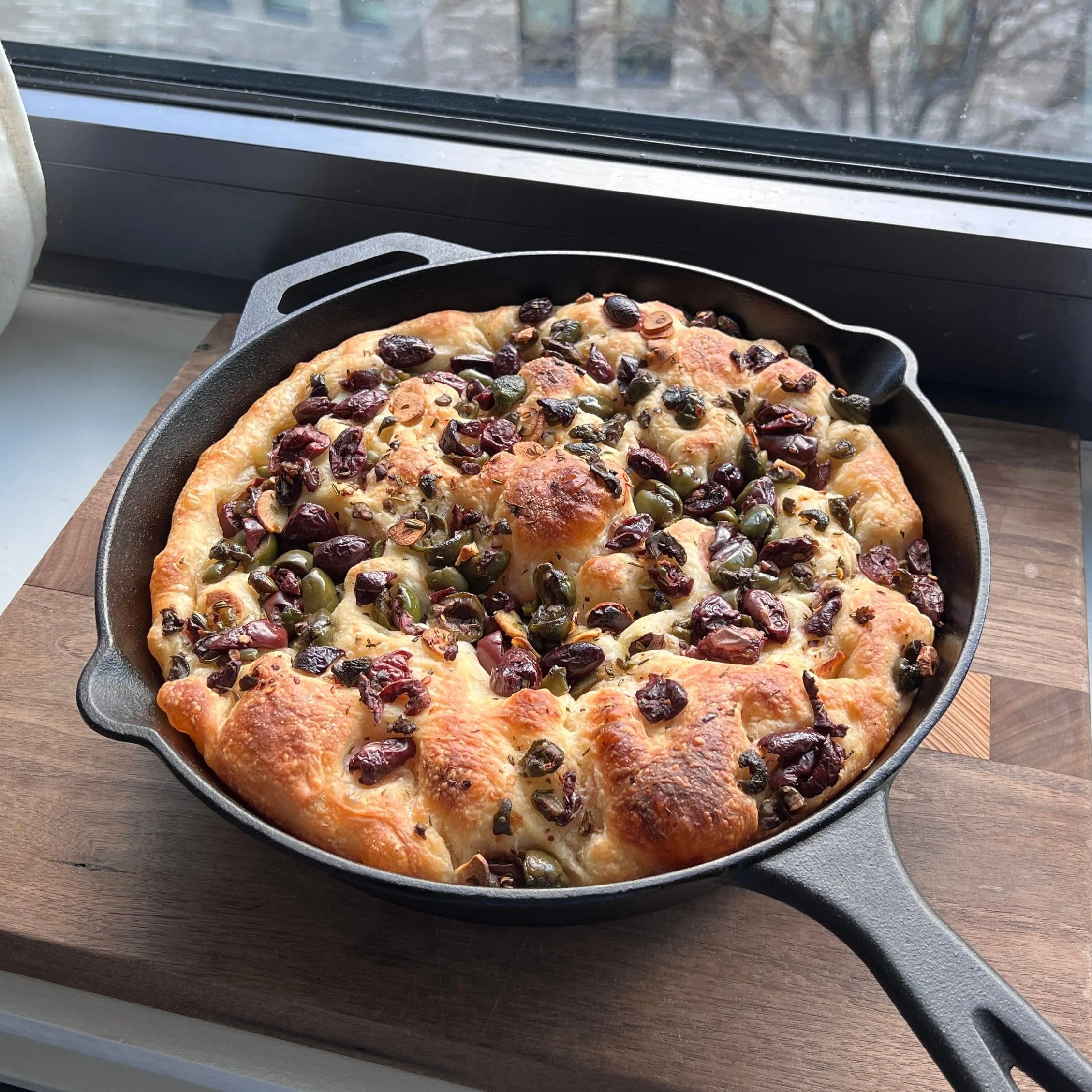 Sourdough Focaccia with Marinated Olives