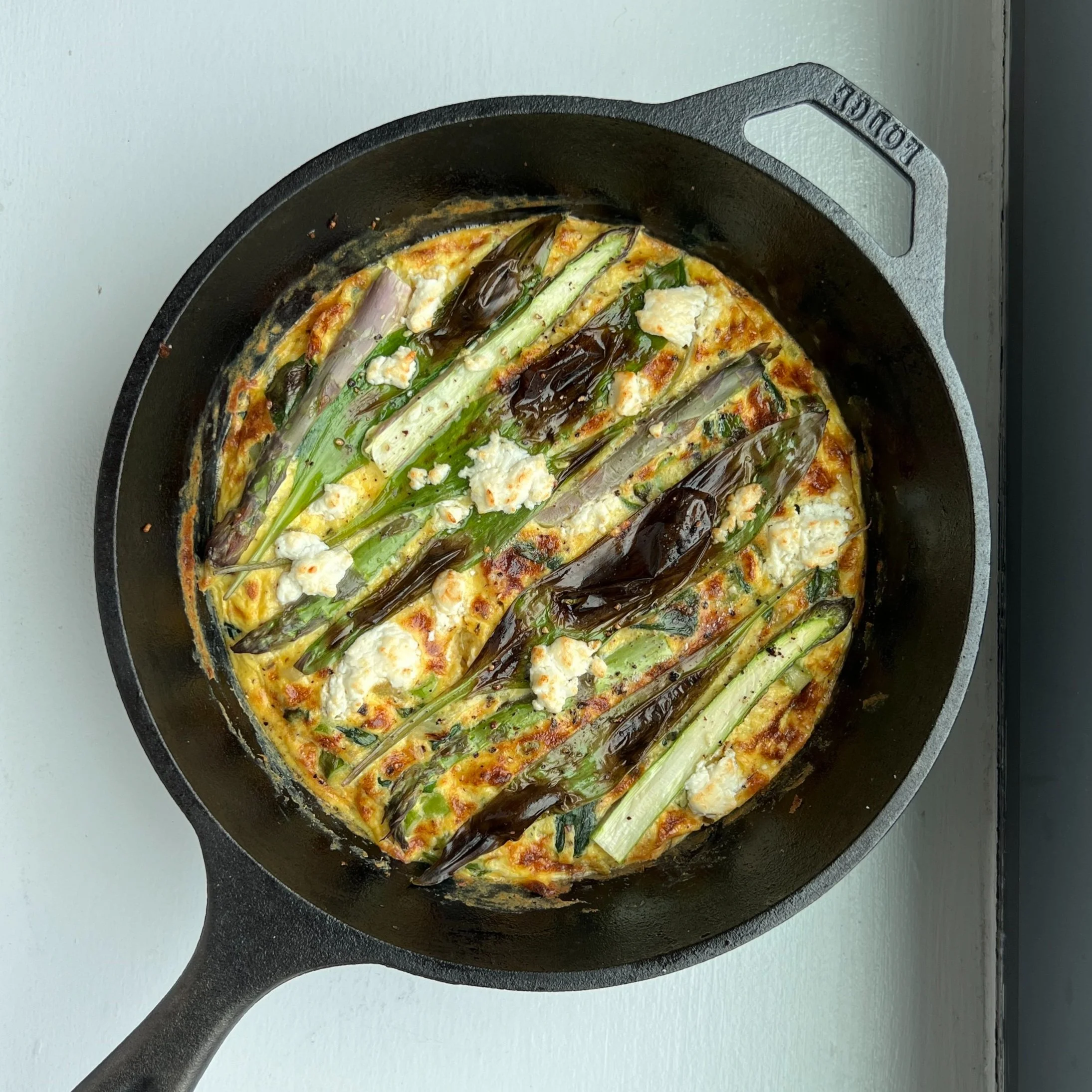 Ramp, Asparagus, and Goat Cheese Frittata