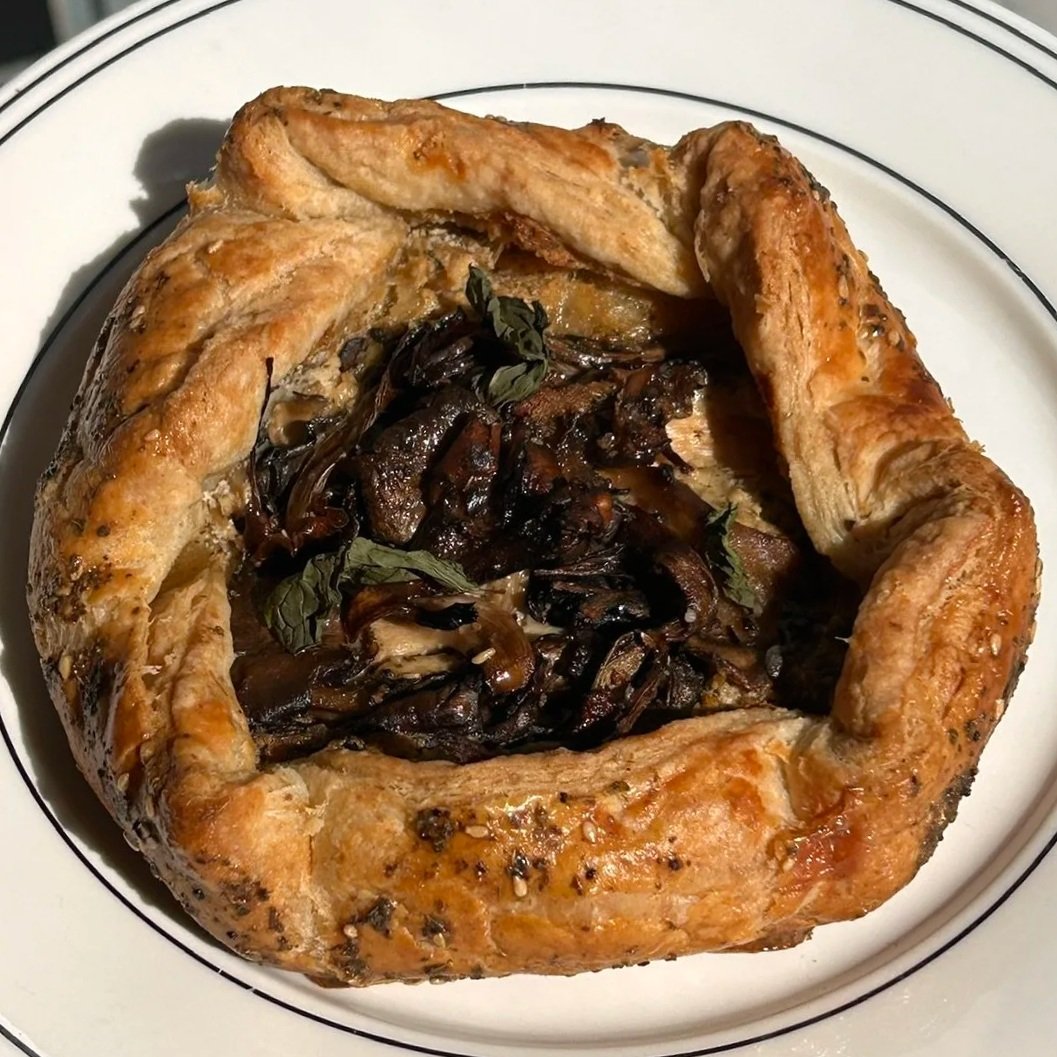 mushroom, feta, and zaatar galettes