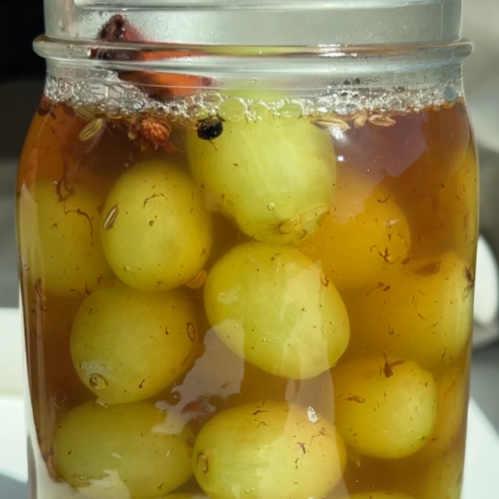 pickled grapes in a jar