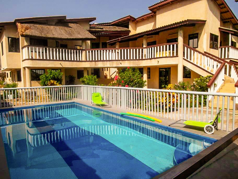 The refreshing salt-water pool at oceanfront villa, Residence Sahoty in Grand Popo, Benin. (Copy)