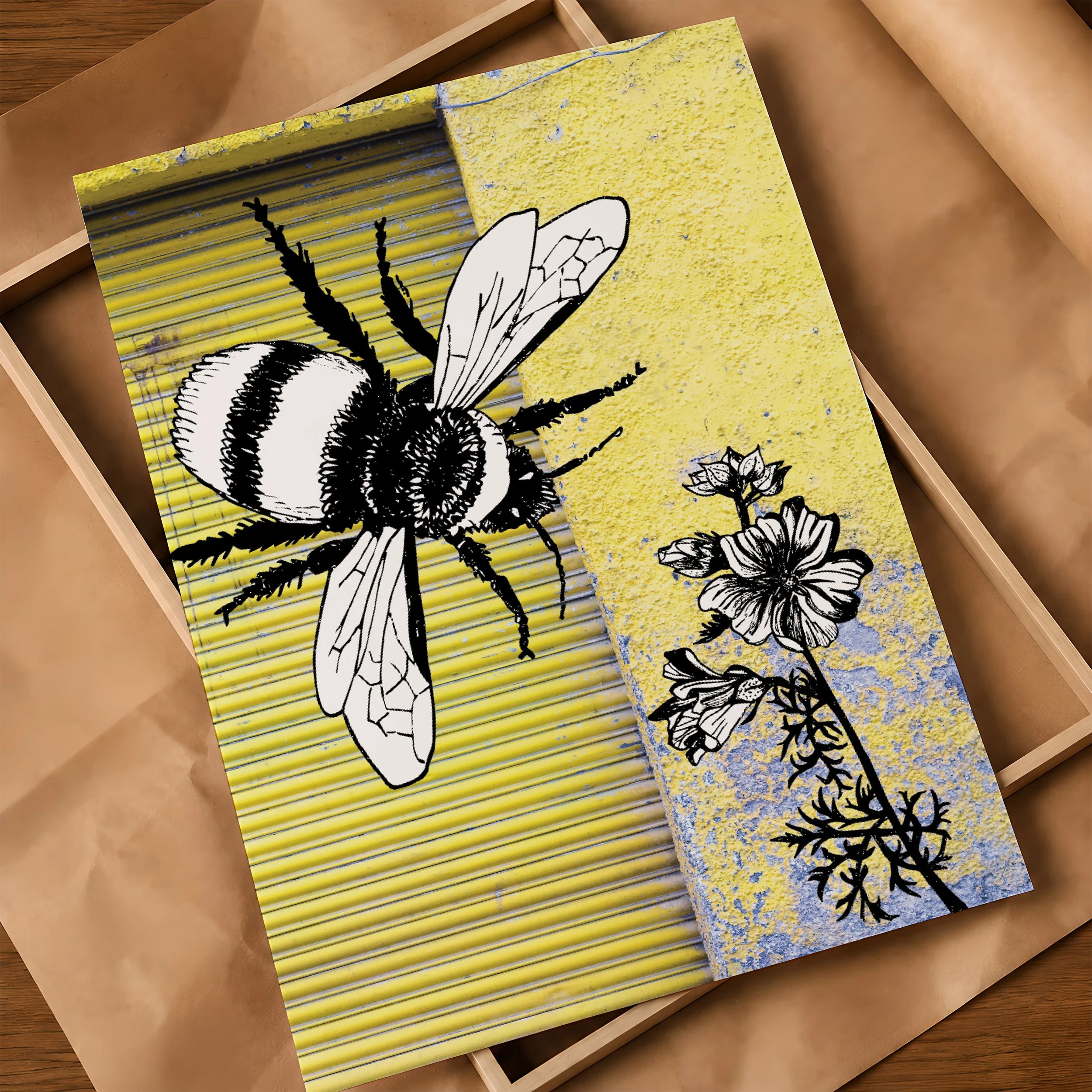 'WT Bumblebee' Poster on Frame & Brown Paper.jpg