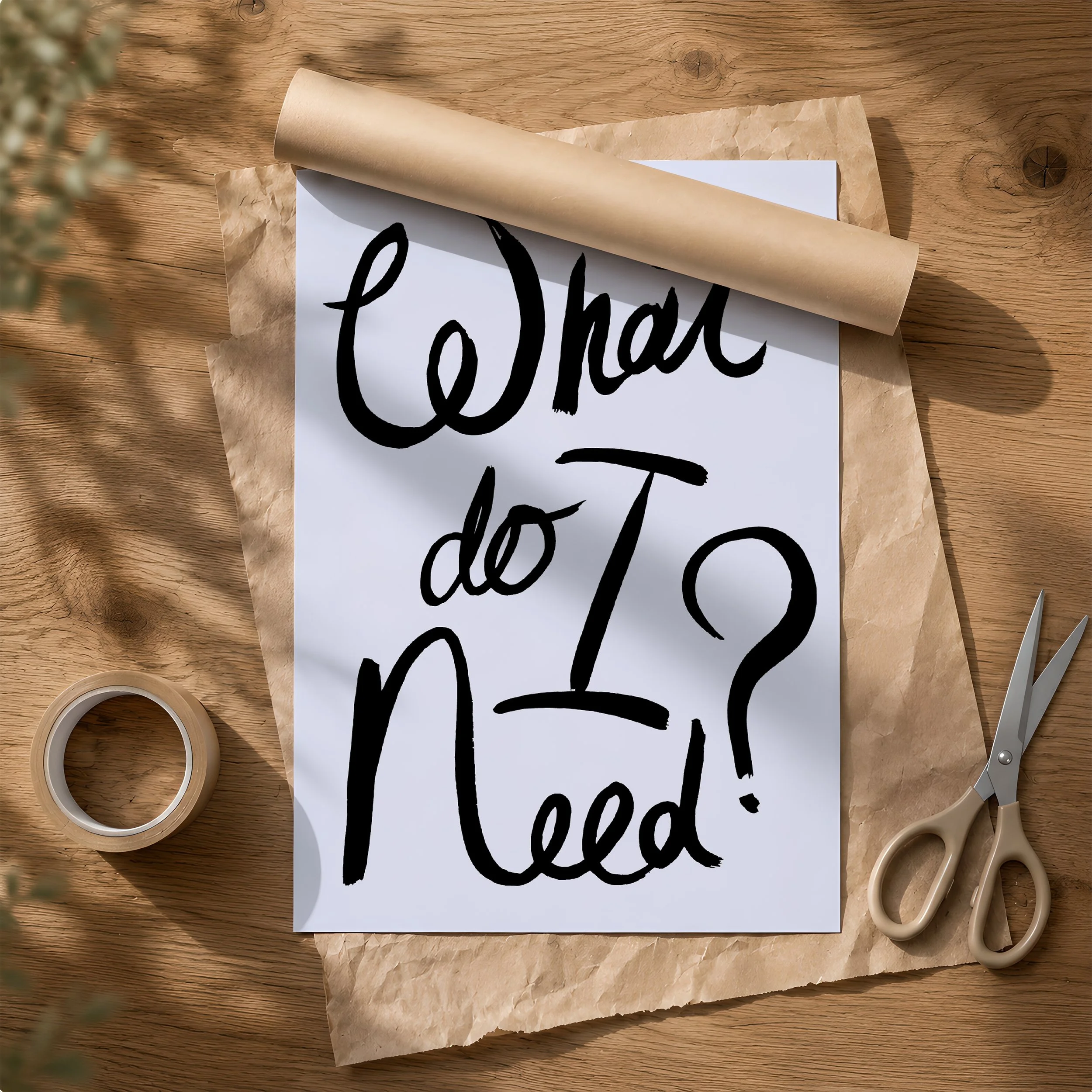 'What Do I Need?' Poster & Tube on Brown Paper.jpg