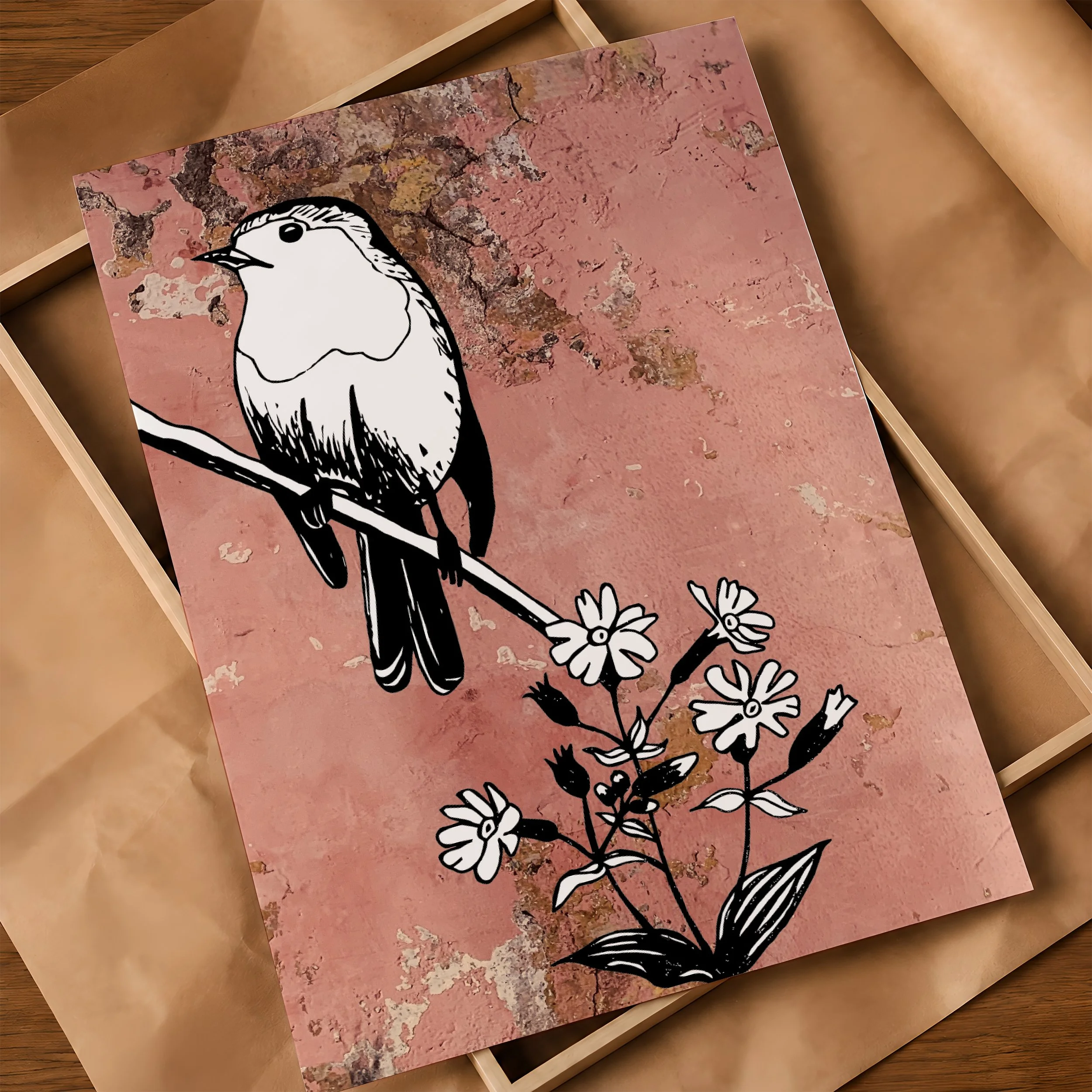 'Robin' Poster on Frame & Brown Paper.jpg