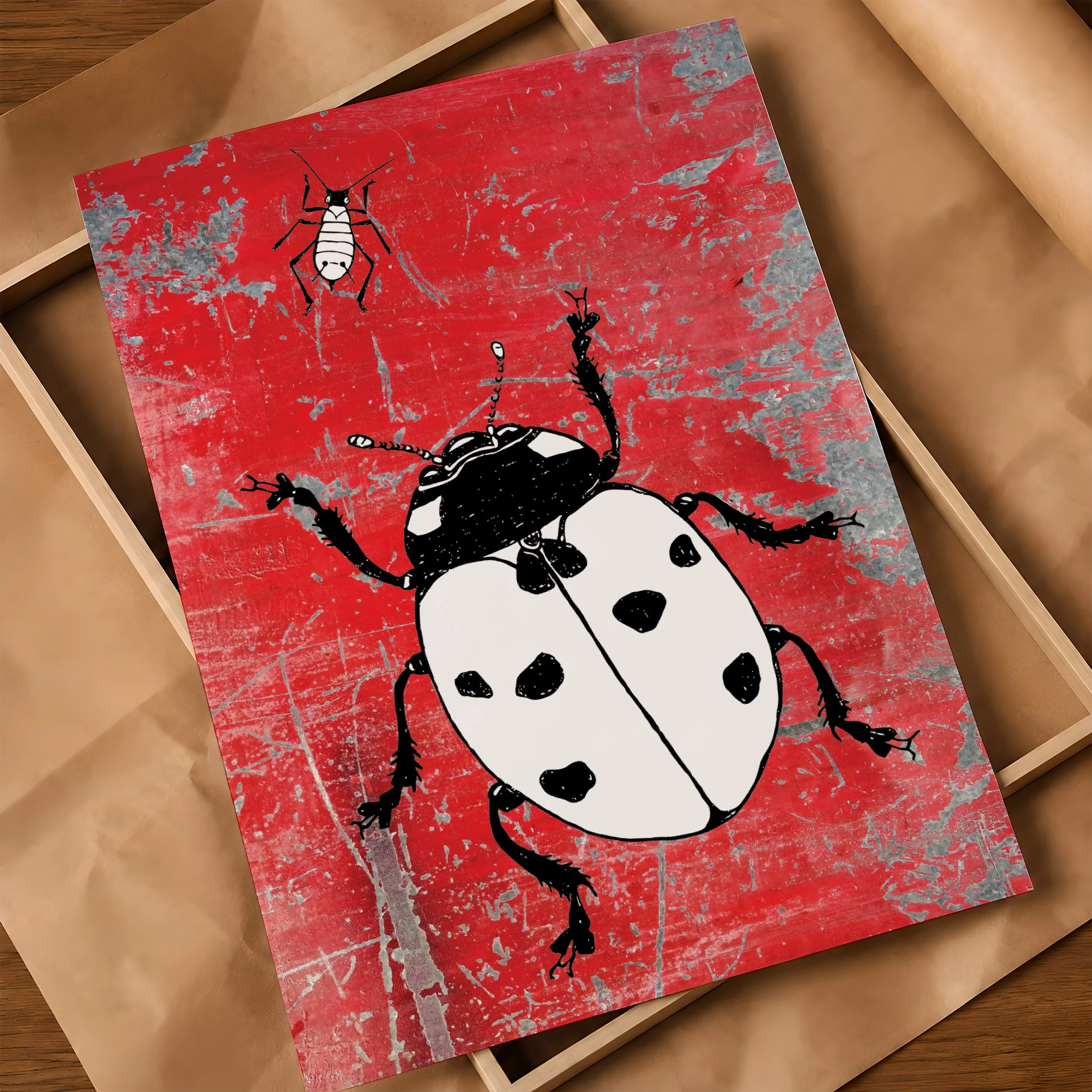 'Ladybird' Poster on Frame & Brown Paper.jpg