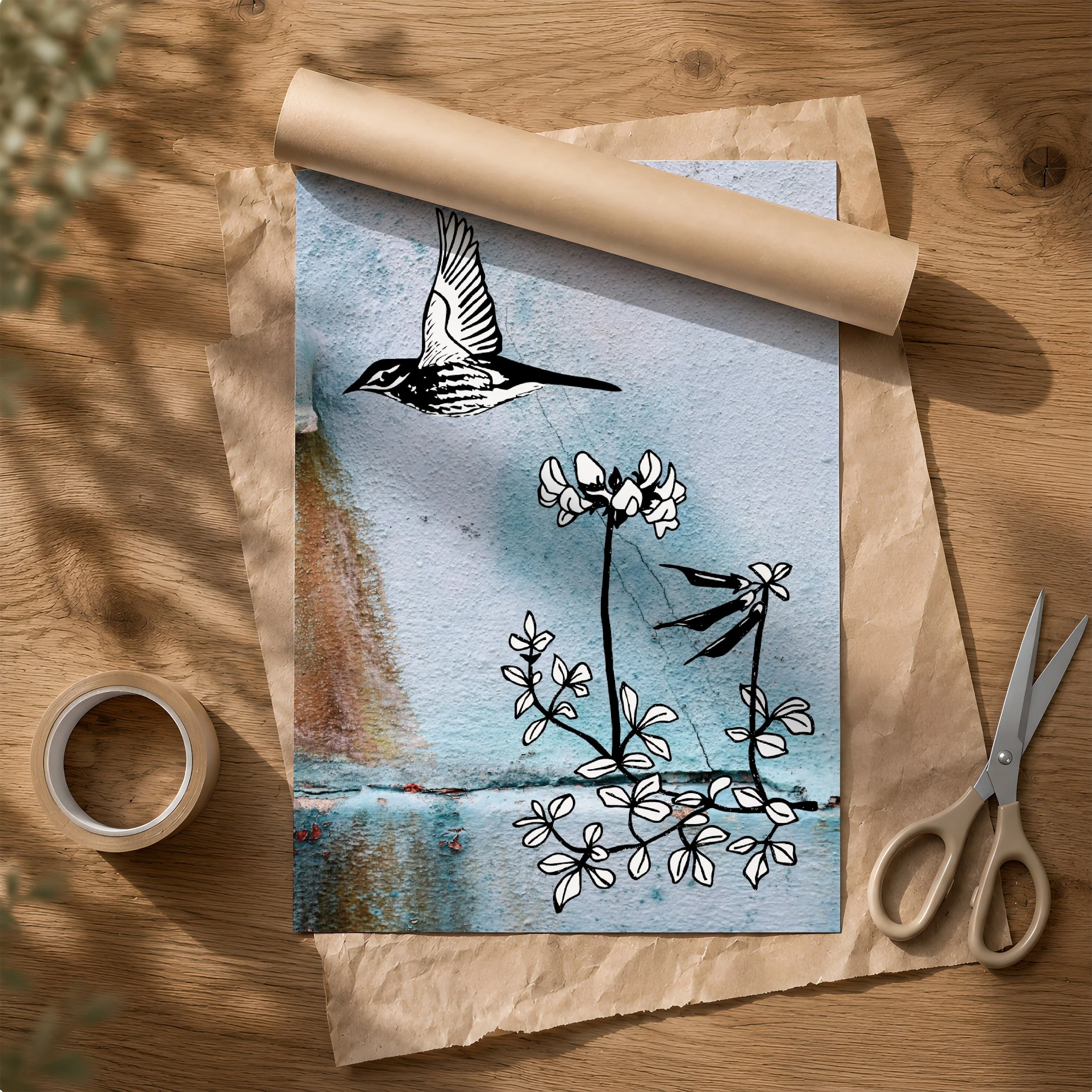 'Redwing' Poster & Tube on Brown Paper.jpg