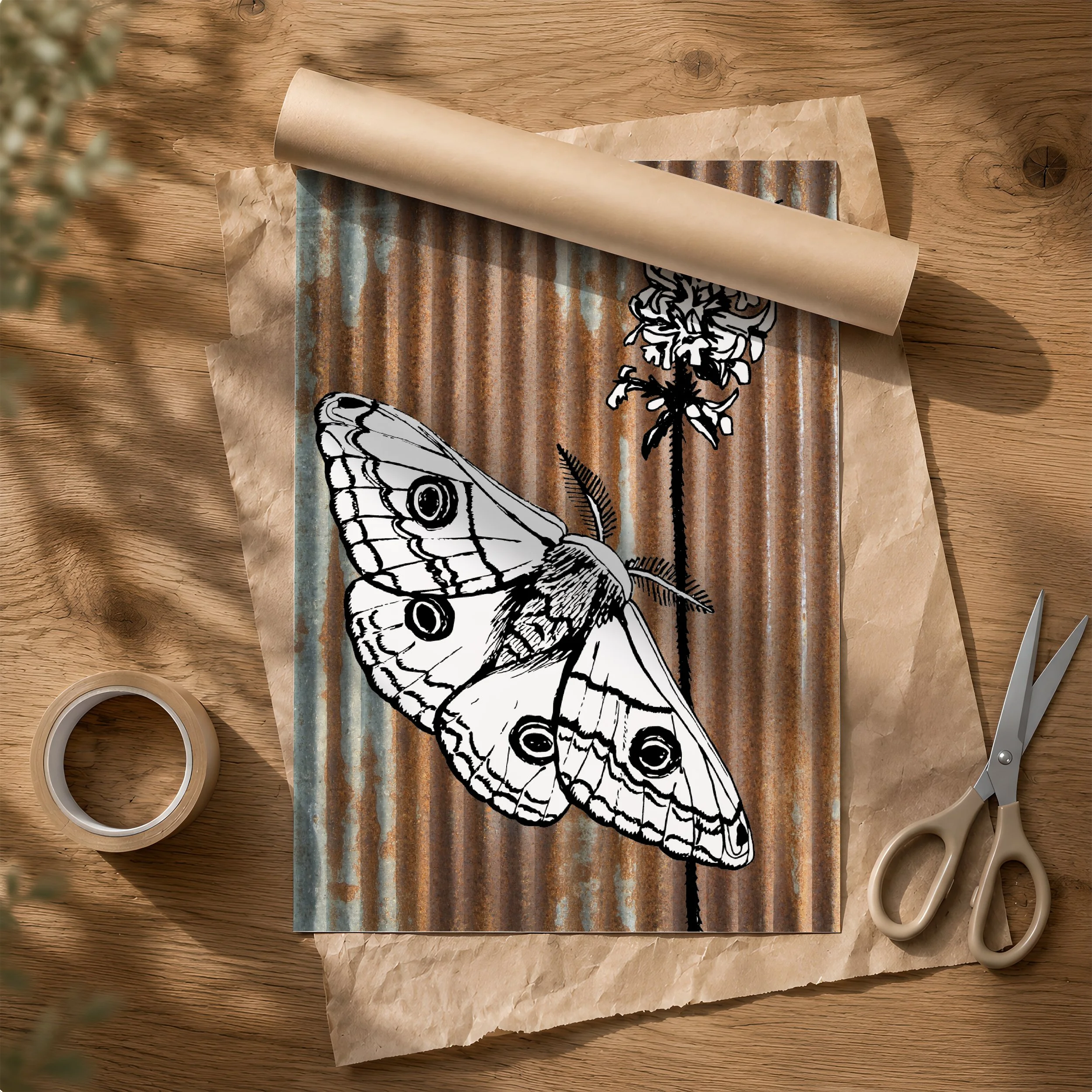 'Moth' Poster & Tube on Brown Paper.jpg