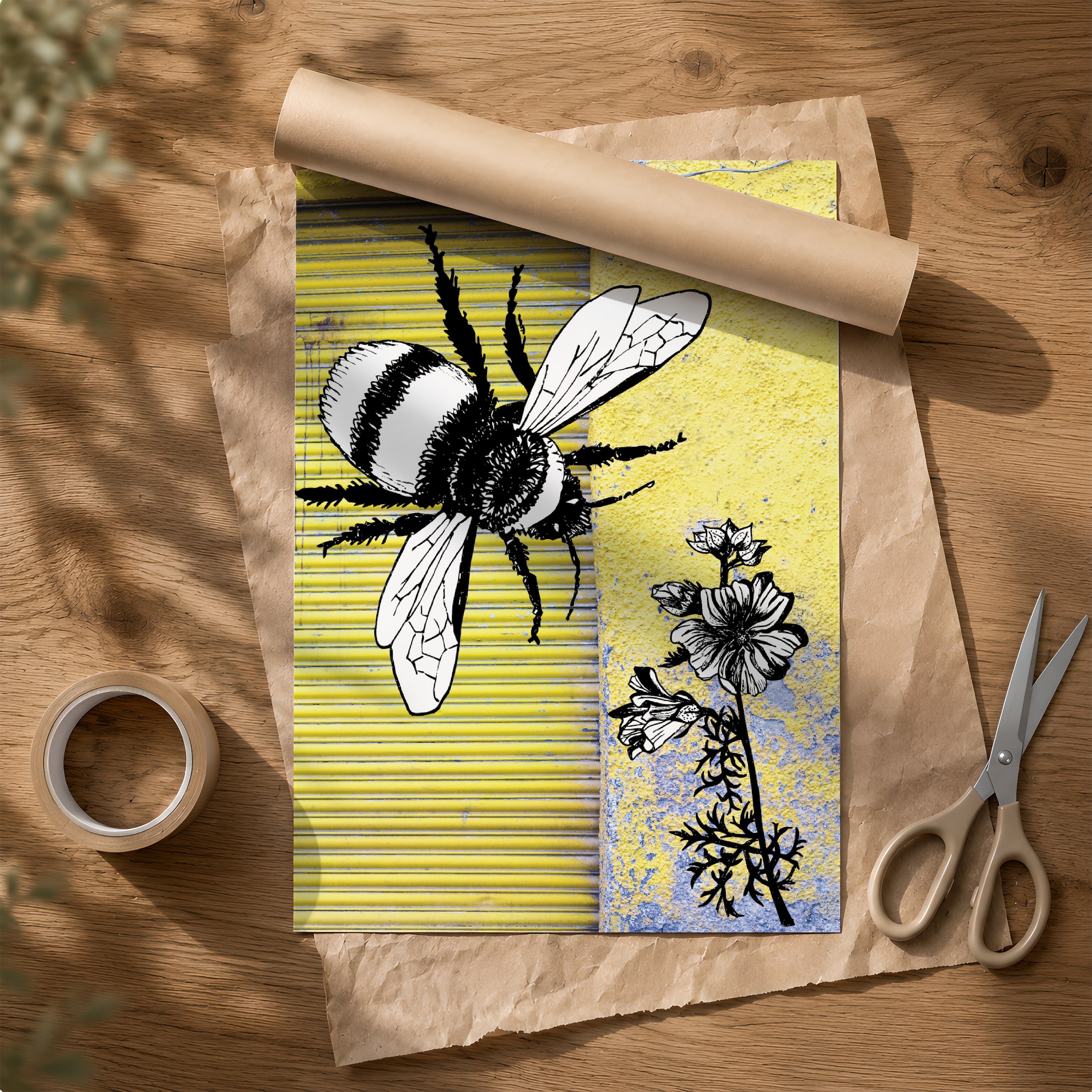 White-tailed Bumblebee & Musk Mallow A3 Poster