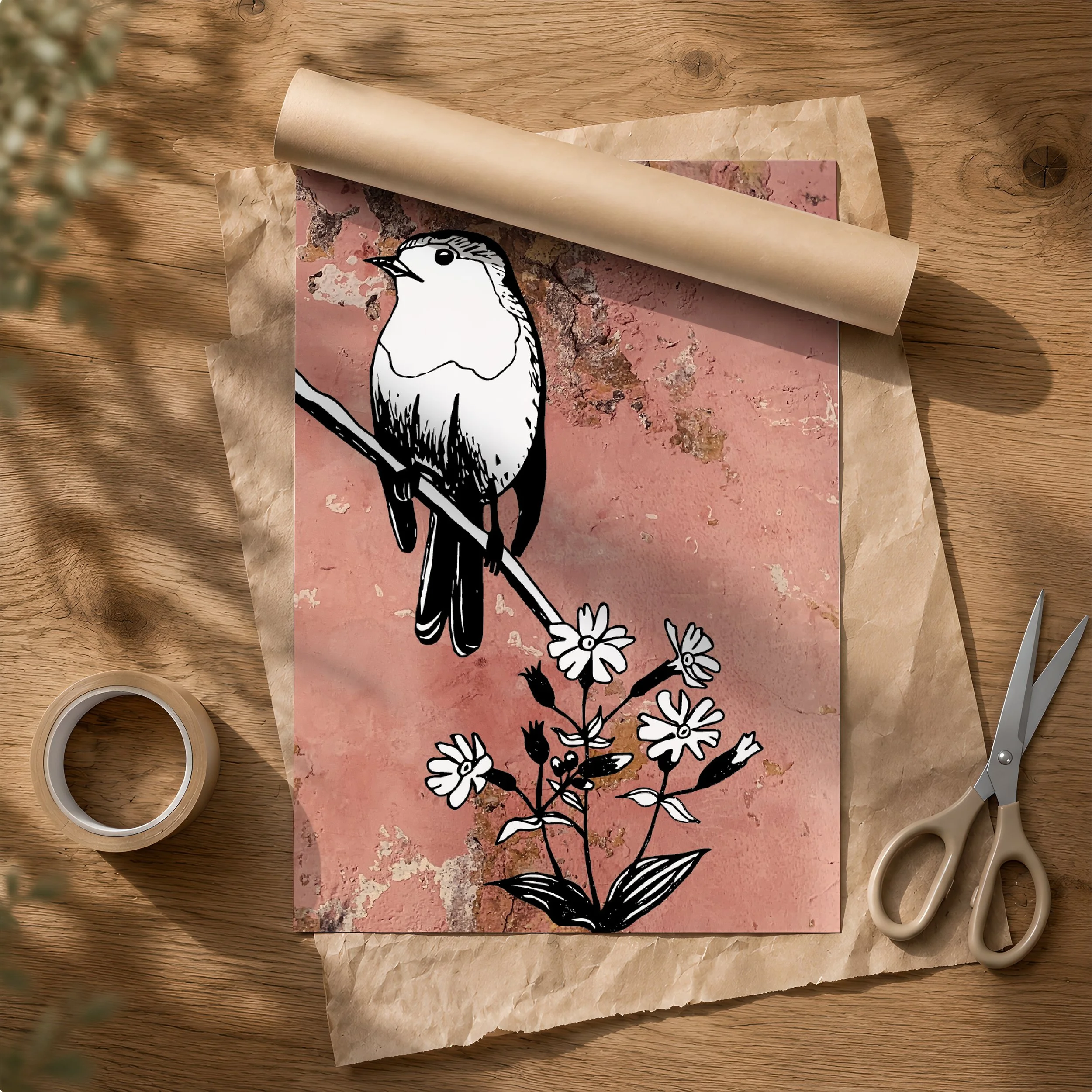 'Robin' Poster & Tube on Brown Paper.jpg