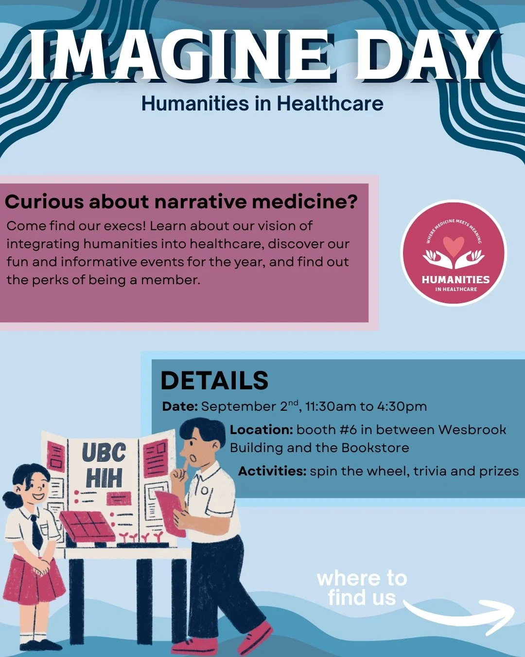 🚨NEE NAW NEE NAW! WARNING! 🚨
We’re outside September 2nd – by booth #6 in between Wesbrook Building and the Bookstore (directly in front of the East Mall roundabout). Locate us and spin the wheel for the chance to win prizes and goodie