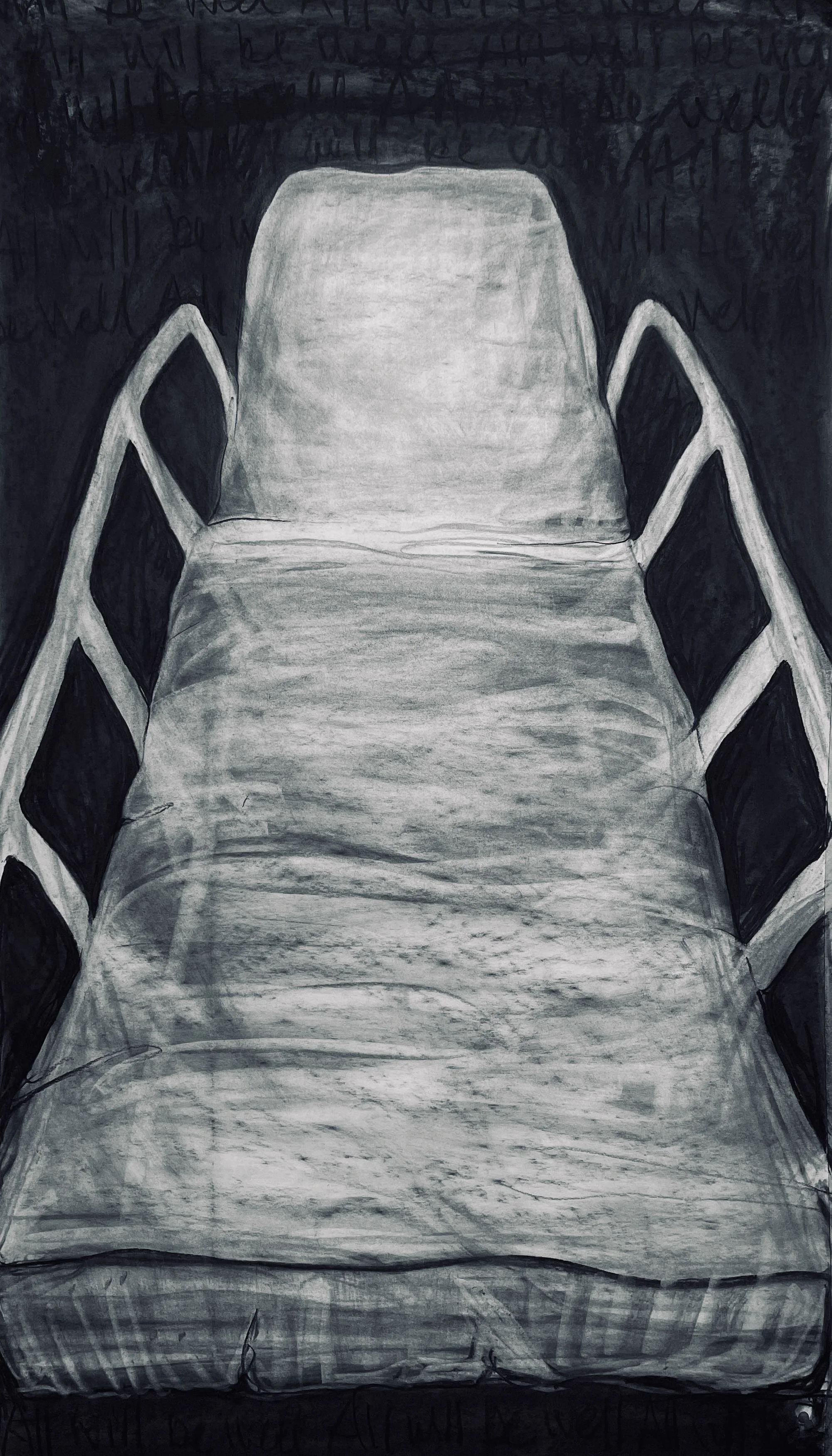 All will be well.  Charcoal on paper. 71 x 127cm.