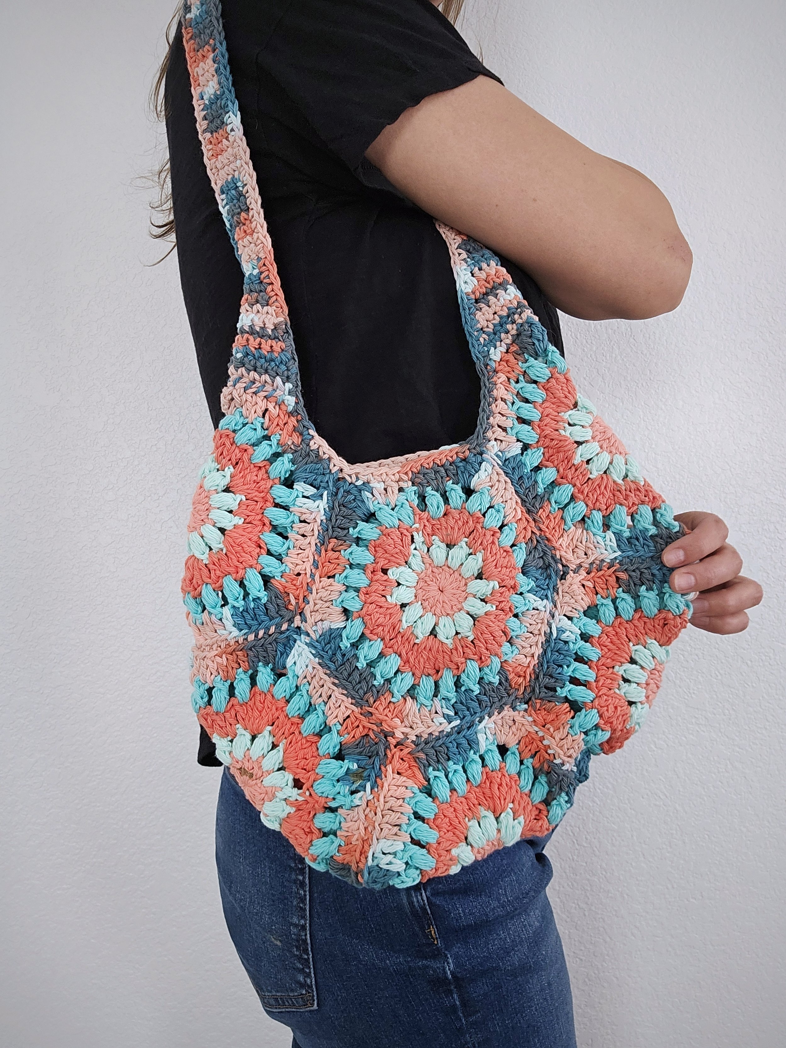 crochet floral inspired market bag outfit inspiration