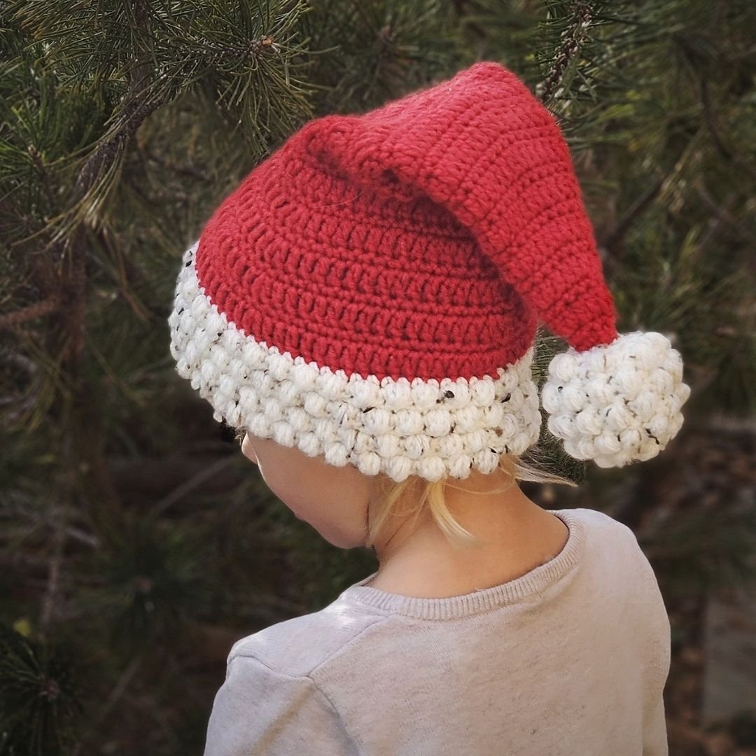 crocheted red Santa hat