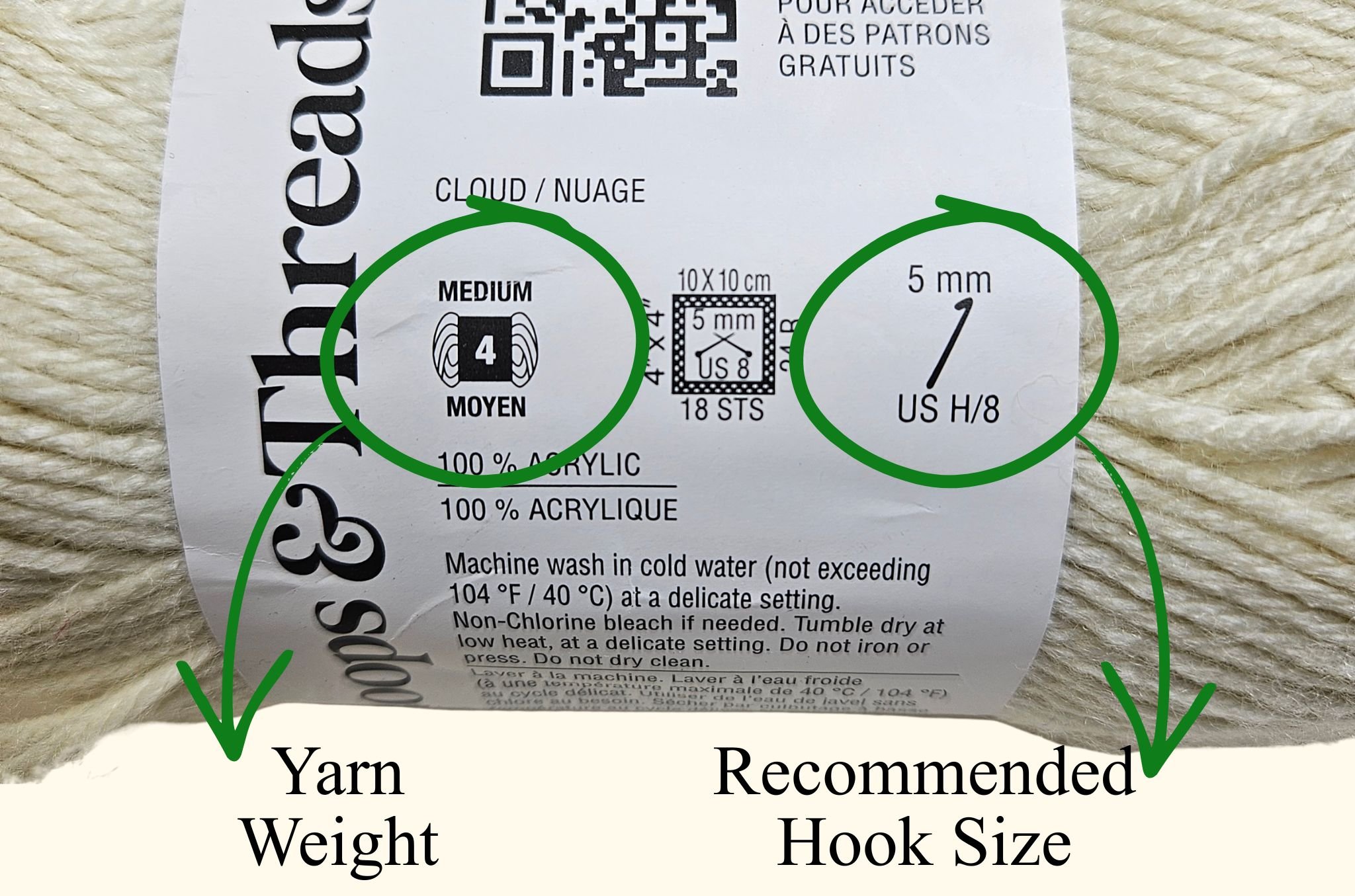 Where to find yarn weight on a yarn label for beginners