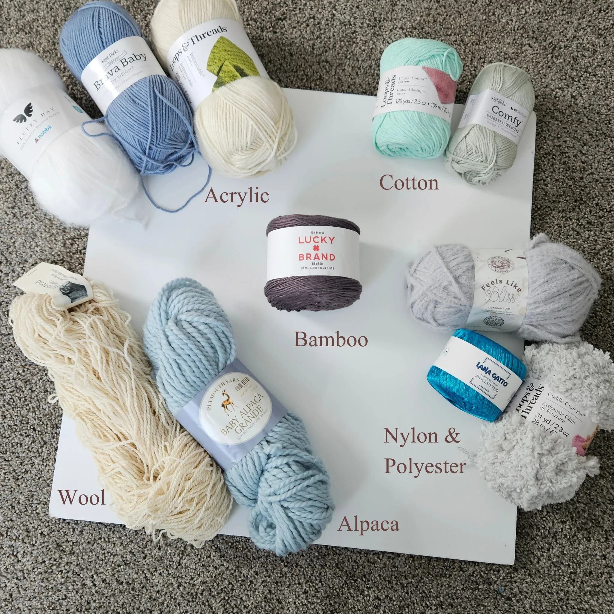 Yarn fiber types for crochet and knitting