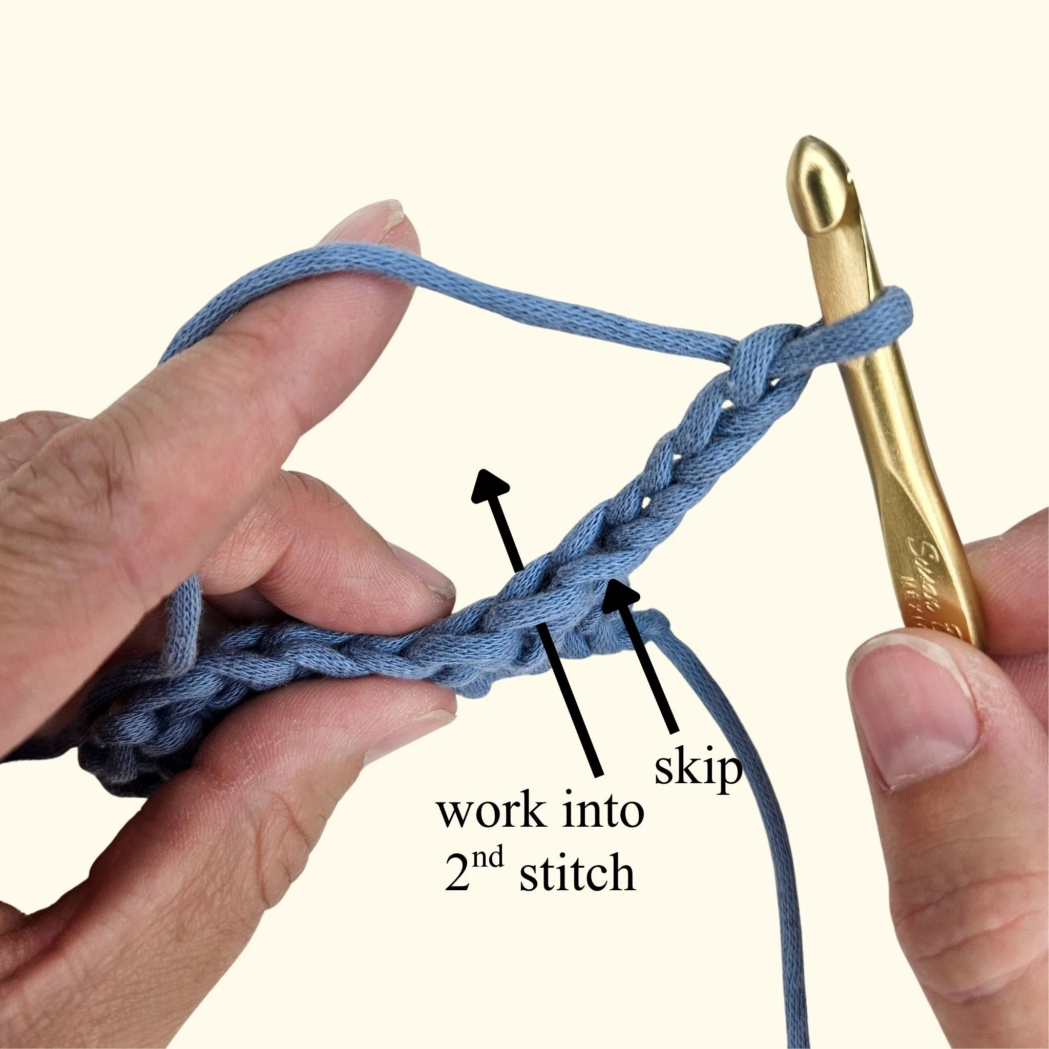 how to treble crochet second row