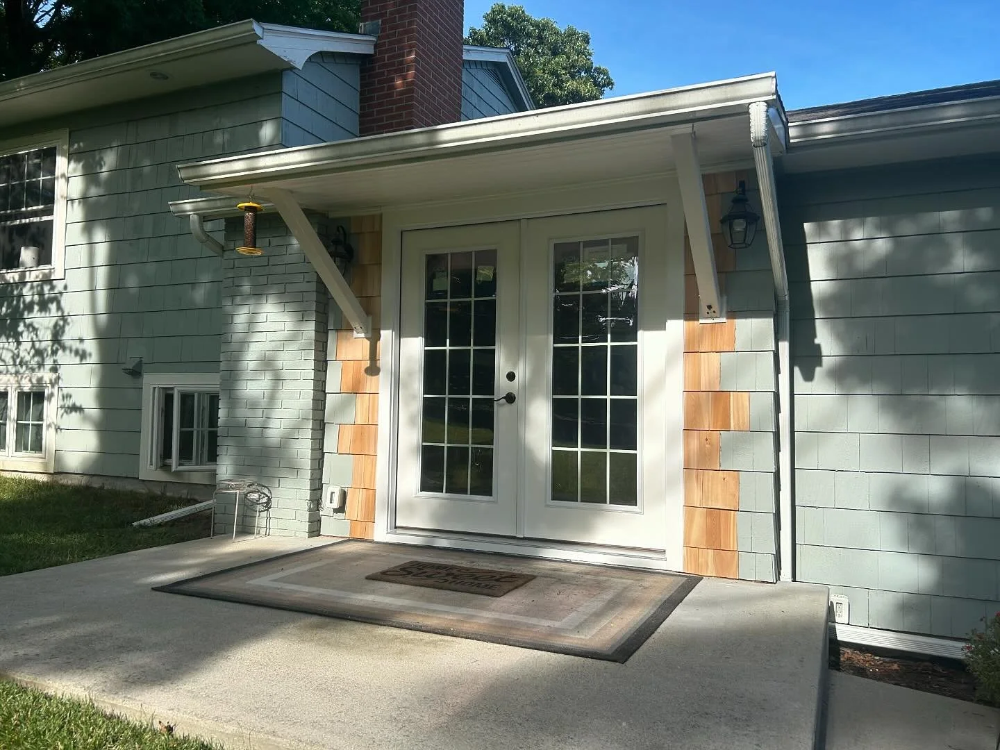 Door replacement in Woodstock! The old door (swipe ➡️) with single pane windows leaked so much cold air that the homeowners had to keep plastic wrap over the entire door. If this sounds like your door, I&rsquo;d be happy to help!