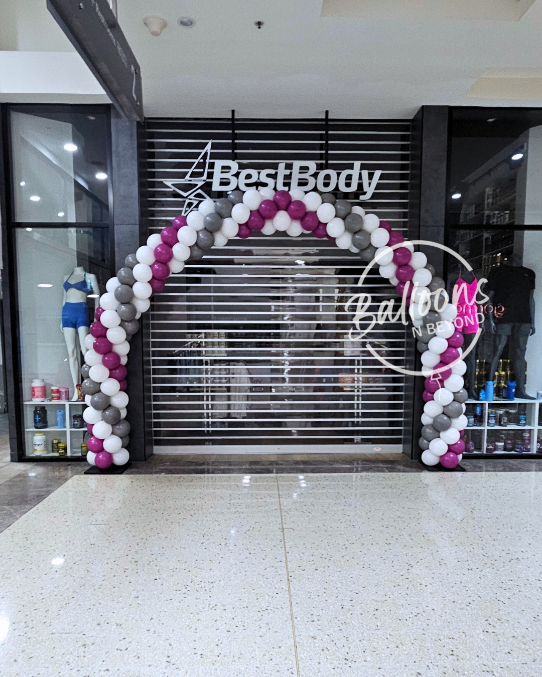 Best Body Westfield Kotara NSW Balloon Arch - Balloons n Beyond Newcastle NSW 1.png