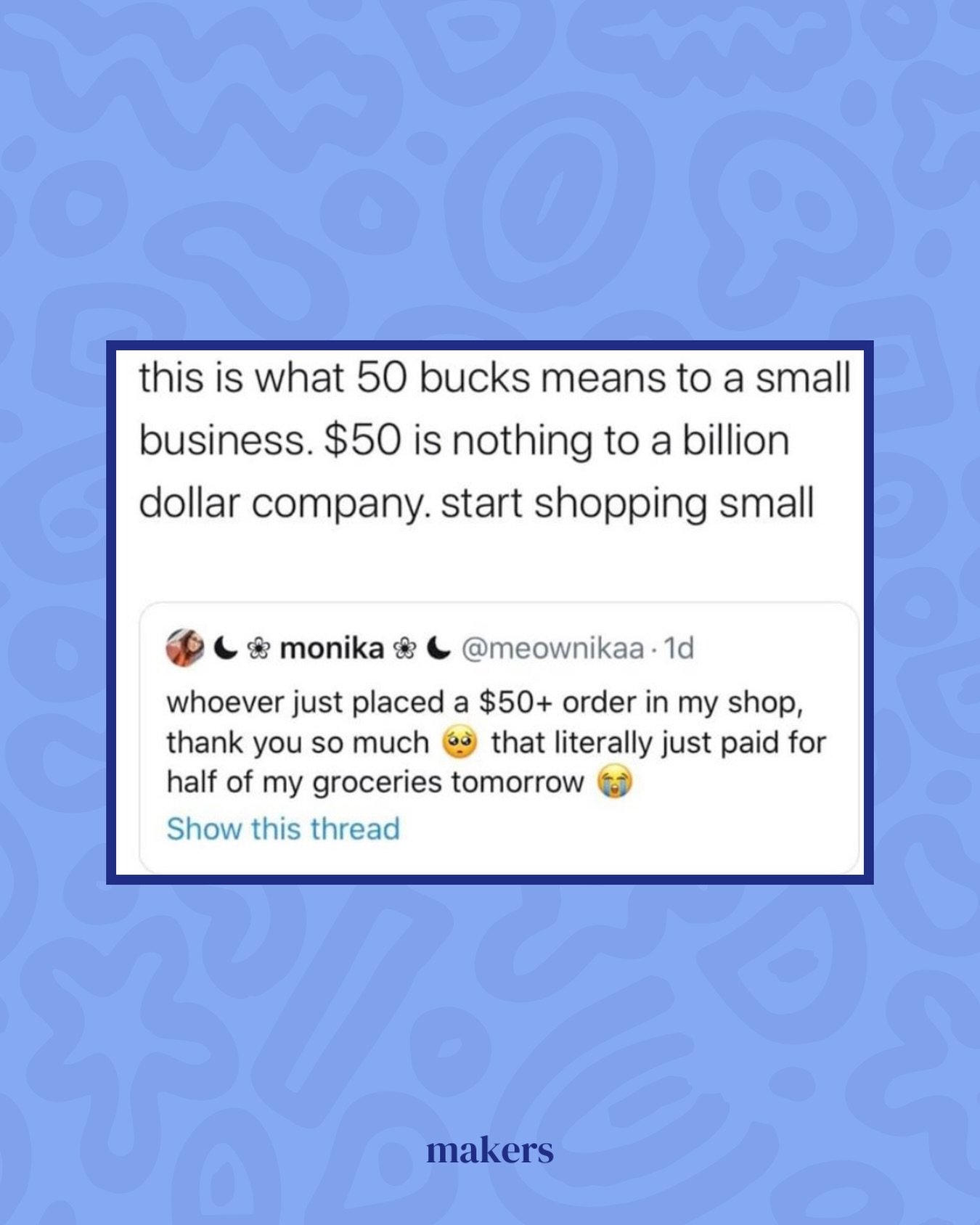 A purchase can mean so much more than you think for a small business, sometimes it&rsquo;s groceries, sometimes it&rsquo;s restocking, sometimes it&rsquo;s just the reminder they needed to keep going.

That&rsquo;s the beauty of shopping local. It&rs