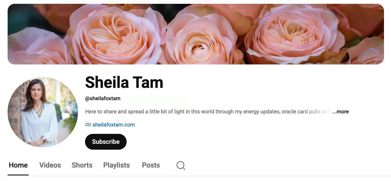 Sheila Fox Tam's YouTube channel wellness tips and healing videos.