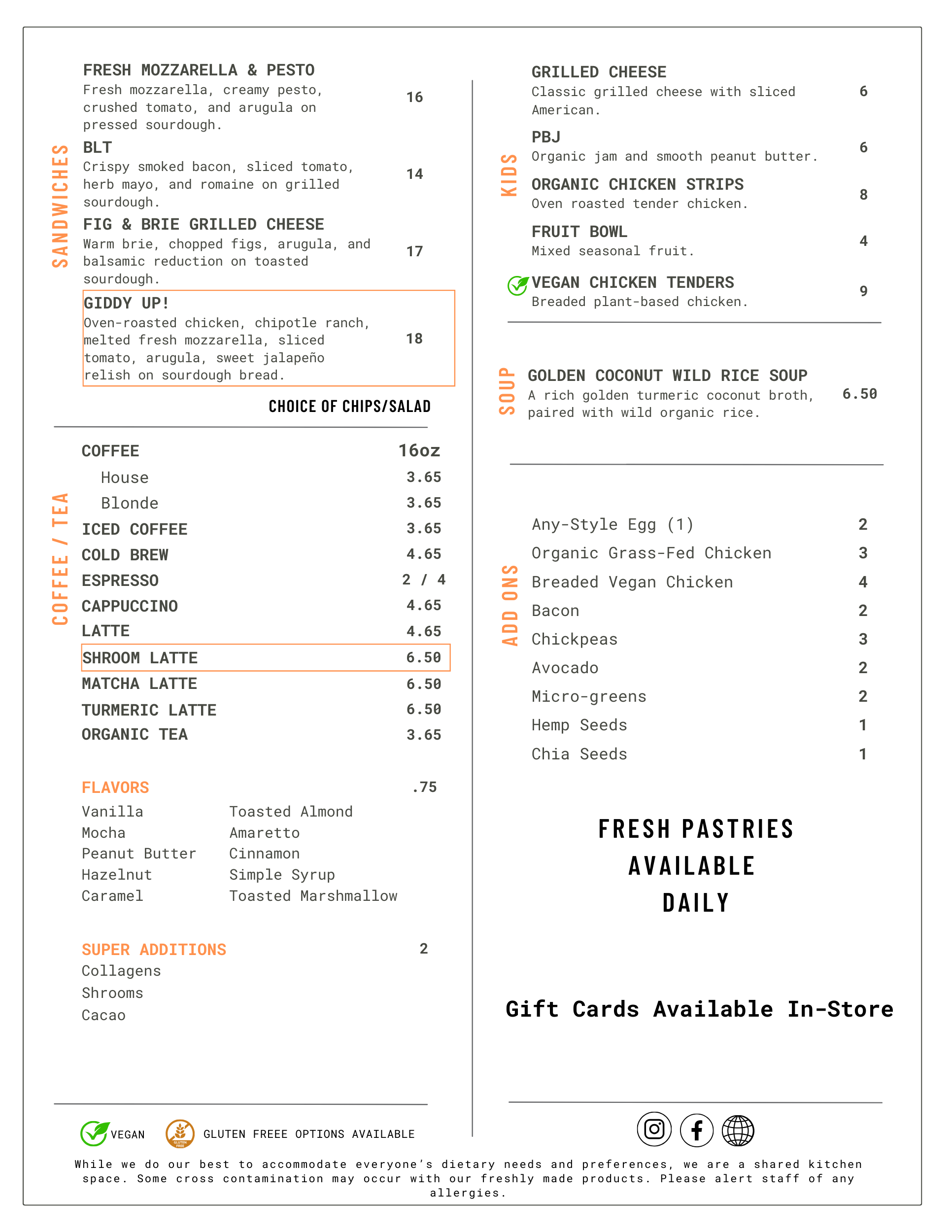 Menu — Dark Horse Coffee & Kitchen
