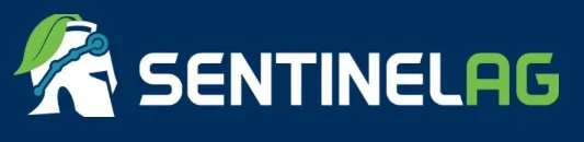 Logo saying "SENTINELAG" with a helmet decorated with a green leaf