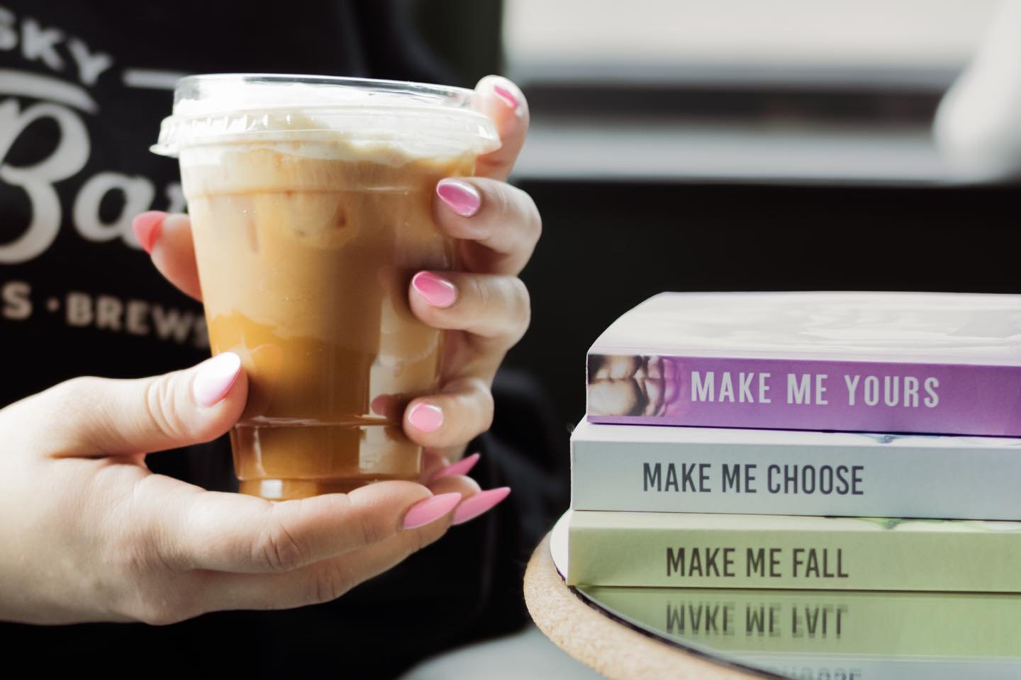 Poll: what is the best model in this photo? My hand, the latte, or Ember Leigh&rsquo;s books?
&bull;
&bull;
&bull;
#cafe #cocktail #mocktail #ohio #smallbusiness #coffeeshop #sanduskyohio #book #sandusky #bookstore #cheeseboard #coffee #bar #smallbus