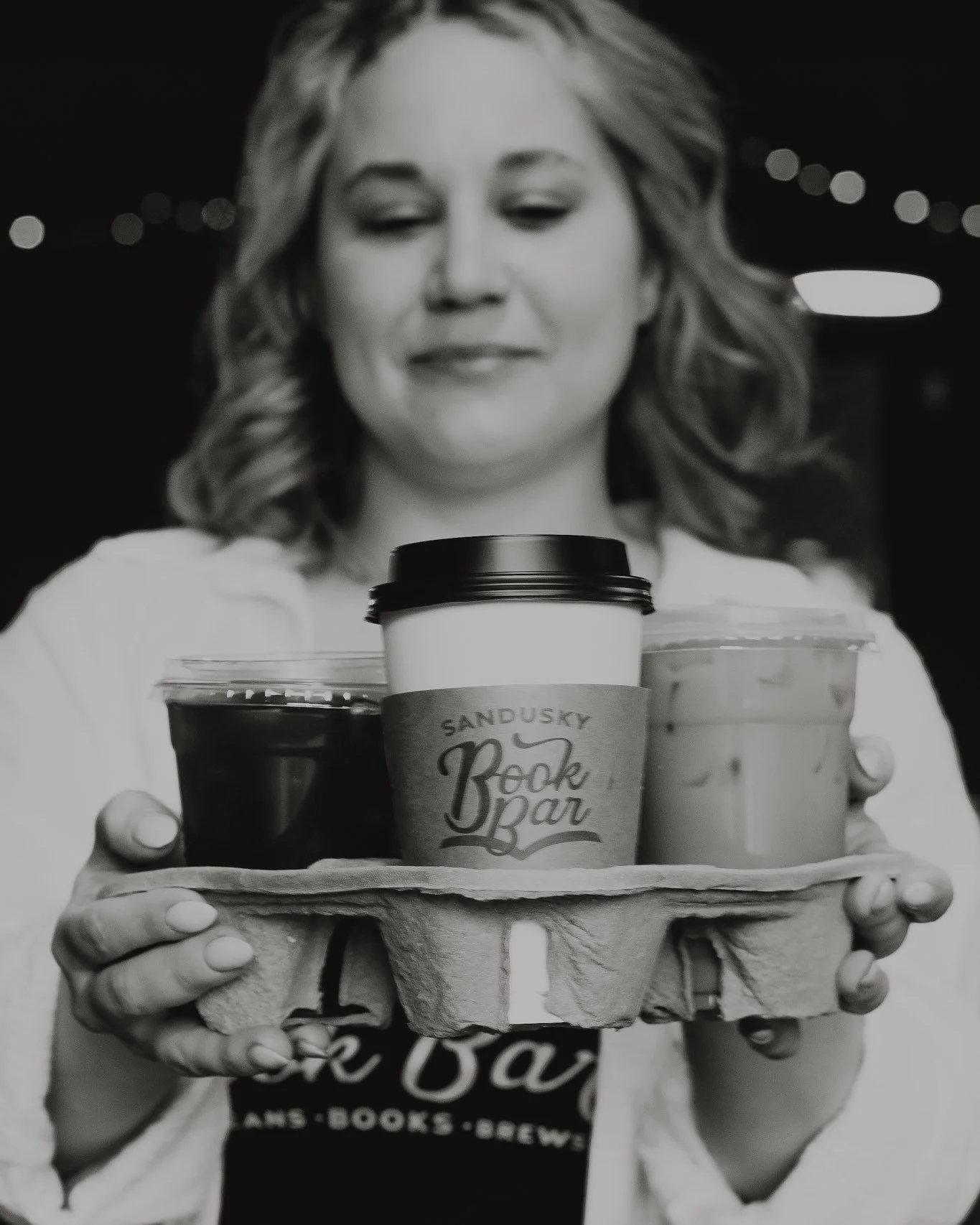 Serving up the goods (coffee, cocktails, and snacks) tonight at BINGO! Every Tuesday at 7, you can find Hannah yelling numbers while you dab your hearts out. See you there! ☕🥯🍷
*
*
*
 #sanduskybookbar #smallbusinessowner #bar #coffee #bookstore #bo