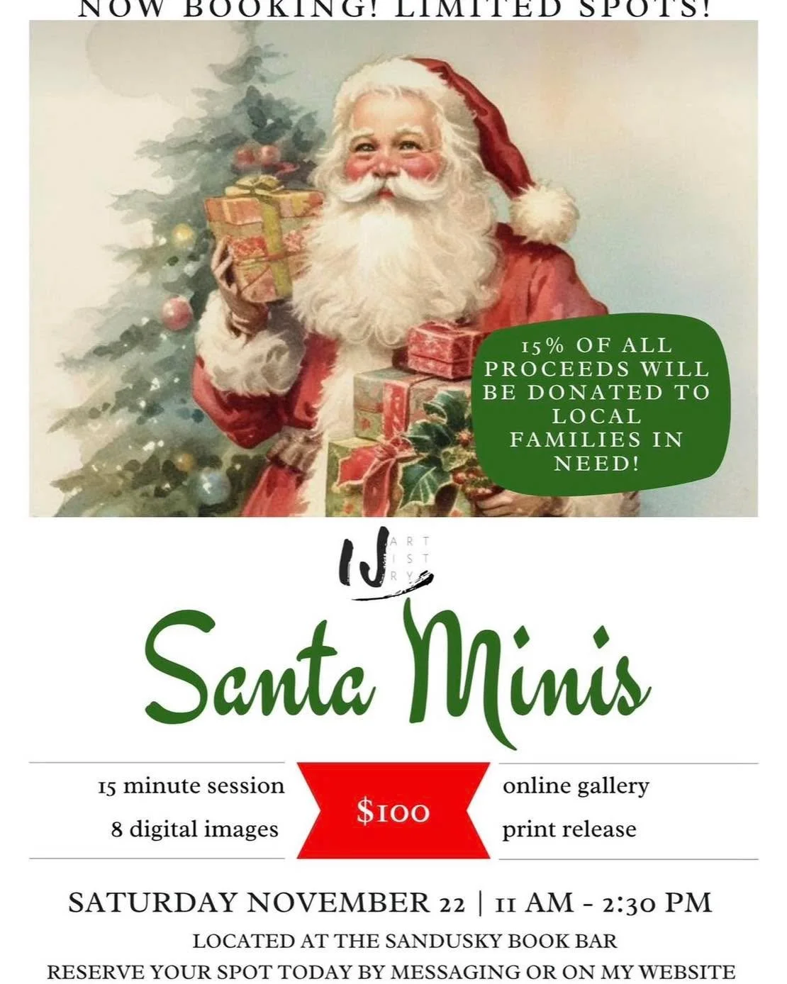 Santa is coming to the Book Bar THIS SATURDAY! If you&rsquo;re looking for very cute holiday pictures with the family, there are still a few spots left! Email ijartistryco@gmail.com to book a spot! 🎅❄️
&bull;
&bull;
&bull;
#cafe #cocktail #mocktail 