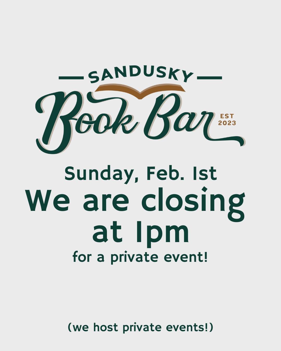 We're open today from 8am-1pm, then we're closing for a private event! This is a great reminder that we host private events! 😁
*
*
*
 #sanduskybookbar #smallbusinessowner #bar #coffee #bookstore #sanduskyohio #coffeeshop #smallbusiness #mocktail #co