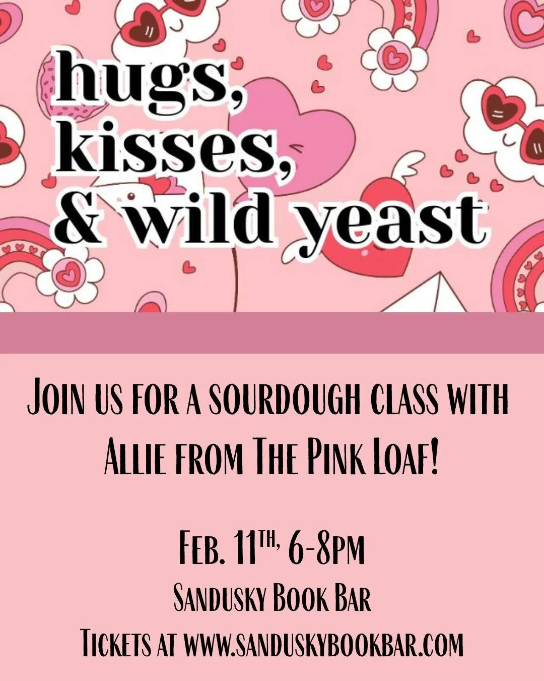 Allie from The Pink Loaf is back at the Book Bar with more sourdough knowledge! Join us for one of two Feb classes with her - tickets can be found at www.sanduskybookbar.com!💕🥖
*
*
*
 #sanduskybookbar #smallbusinessowner #bar #coffee #bookstore #sa