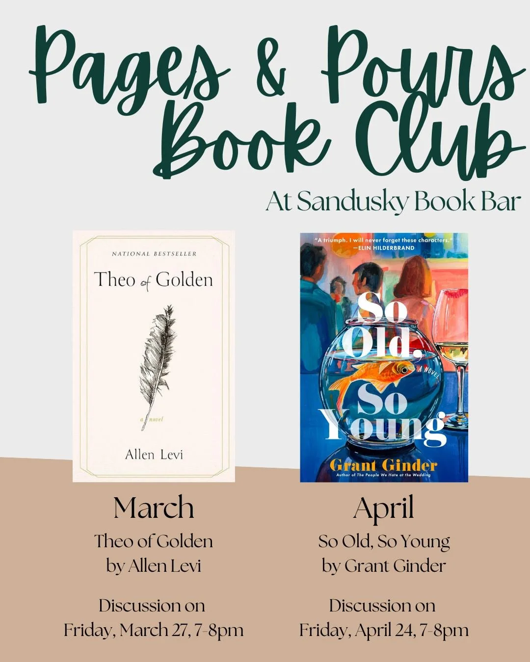 Book club is growing! It's so fun to chat about a book and have a little drink - if you want a place to discuss a book critically, Pages &amp; Pours is for you! 📖☕

Join us in March for discussion of Theo of Golden, and April for discussion of So Ol