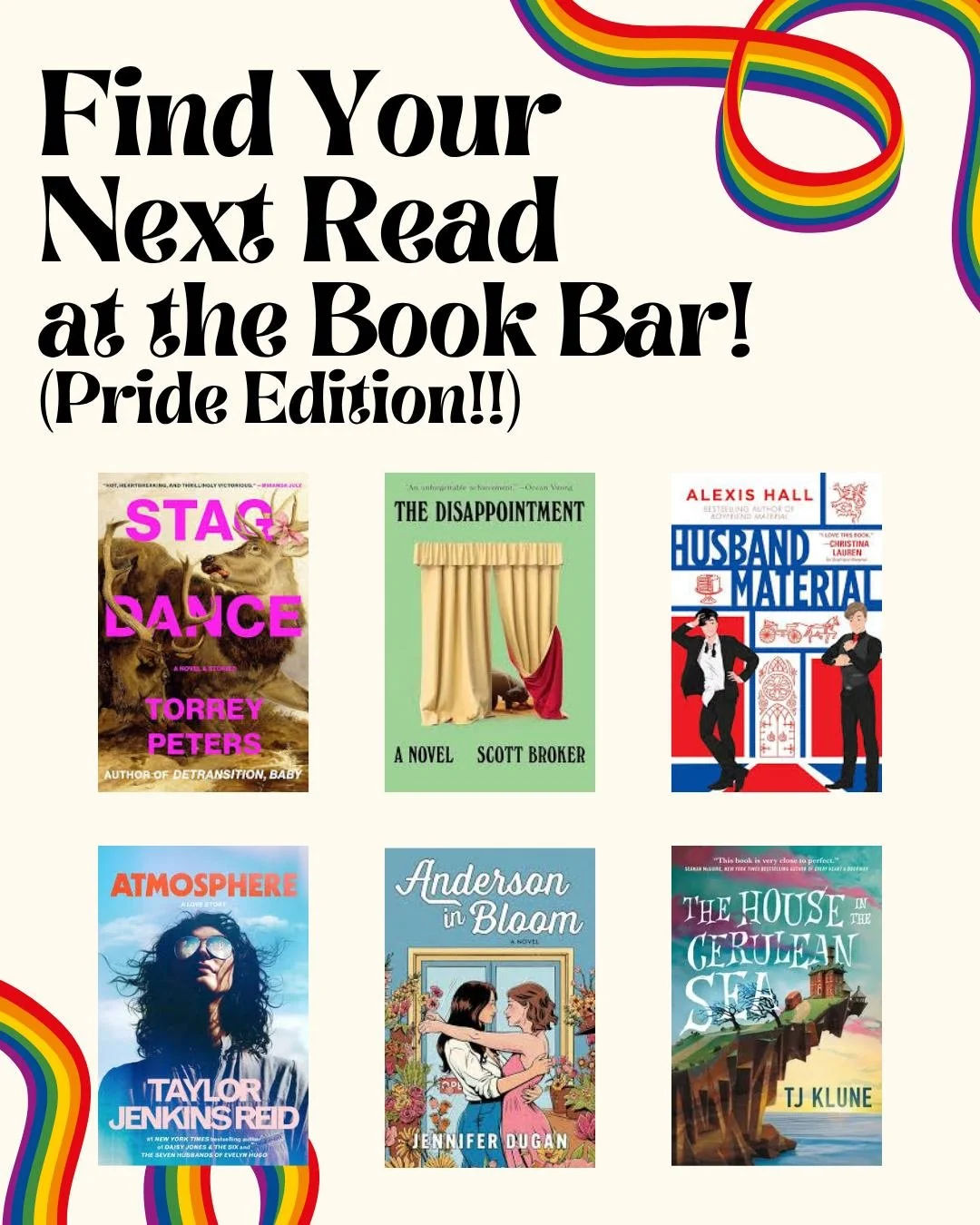 Happy Pride month! We're always proud to support anyone &amp; everyone who walks through our doors! 🏳️&zwj;🌈 Come find your next favorite (gay) read M-F 8am-9pm, Sat-Sun 8am-5pm!
*
*
*
 #sanduskybookbar #smallbusinessowner #bar #coffee #bookstore #