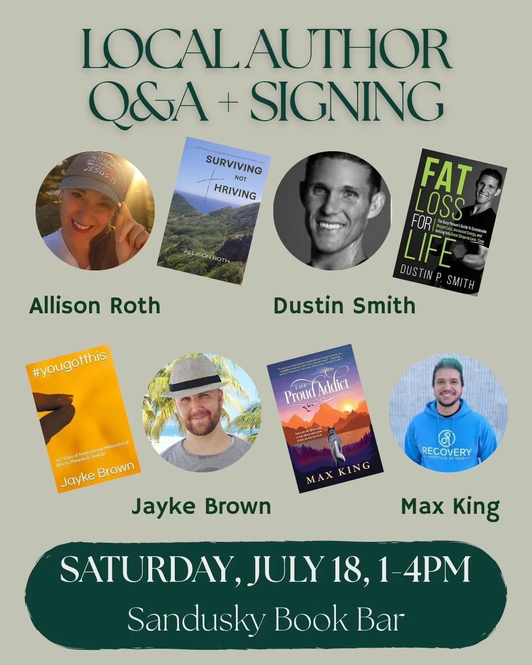 If you're looking for something to get you a little more inspired, come check out a local author event this Saturday from 1-4pm! We'll be hosting four authors who specialize in self-improvement and will be selling their books and chatting with custom