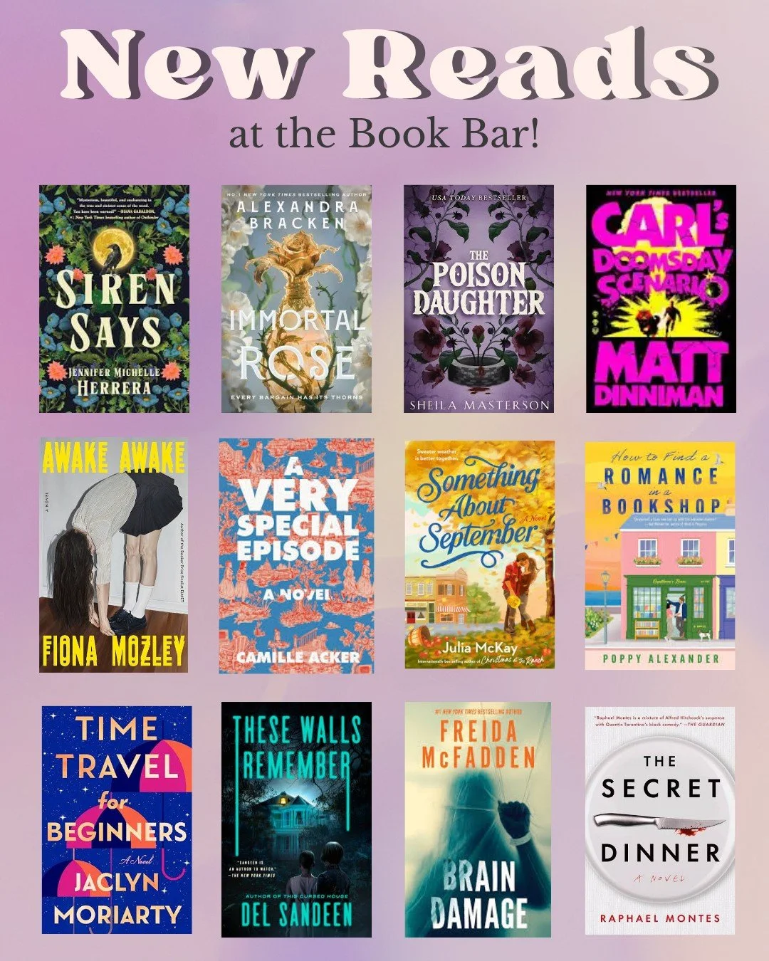 We've got new reads coming weekly at the Book Bar and a handful of new releases this week! 📖 Immortal Rose and The Poison Daughter have especially pretty sprayed edges! 😍
*
*
*
 #sanduskybookbar #smallbusinessowner #bar #coffee #bookstore #sandusky