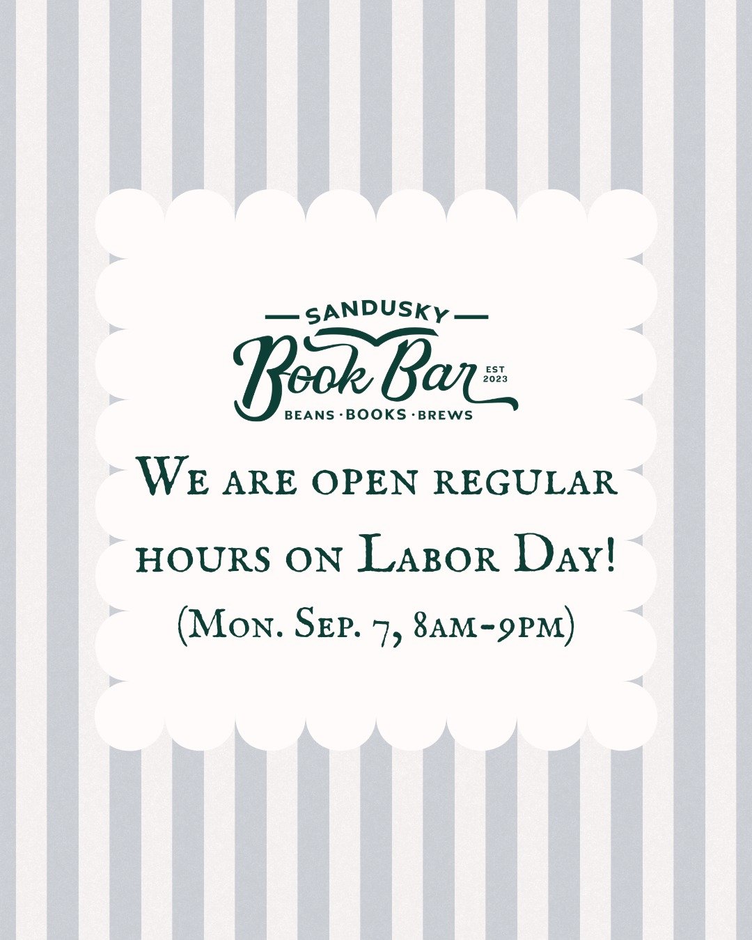 We're open regular hours this upcoming Monday! I promise our team gets time off. We just can't imagine our Monday without the regular Mah Jong and chess groups! 😊☕
*
*
*
 #sanduskybookbar #smallbusinessowner #bar #coffee #bookstore #sanduskyohio #co