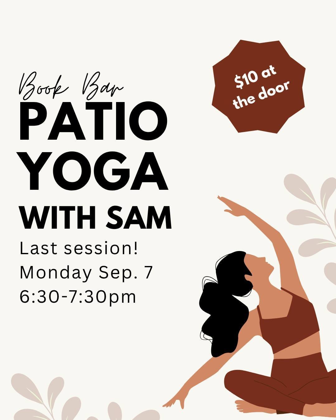 Tomorrow (Mon. Sep 7 from 6:30-7:30) is our LAST Patio Yoga session for the year! Come check it out and give Sam a jam-packed final session! 🧘&zwj;♀️🧘&zwj;♂️
*
*
*
 #sanduskybookbar #smallbusinessowner #bar #coffee #bookstore #sanduskyohio #coffees