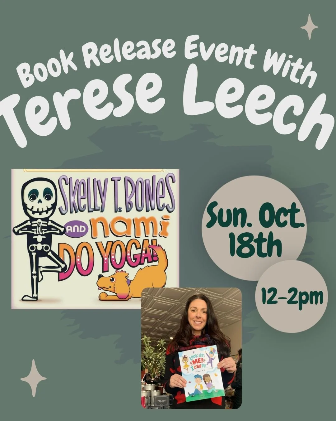 Calling all families with kiddos! One of our local authors will be hosting a story time and yoga event THIS SUNDAY from 12-2pm to celebrate the release of her latest book, Skelly T. Bones and Nami Do Yoga! 🧘&zwj;♀️🐶

Children and their grown-ups wi