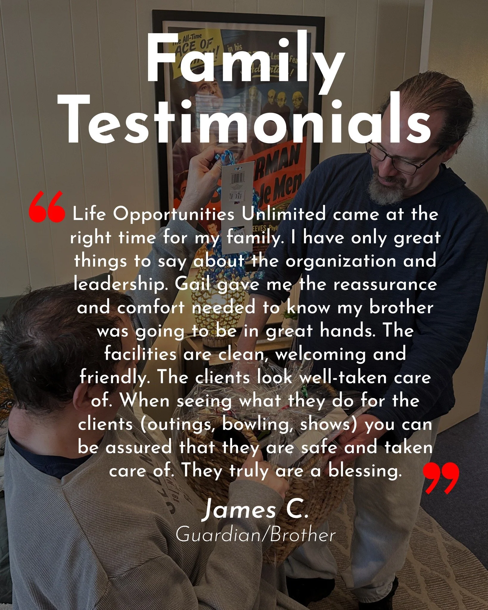 Don't take our word for it...

Life Opportunities Unlimited (LOU) started just as a promise to families. A promise of a place that goes beyond caring, a promise of an agency that will stand out from its peers and stand with its clients. LOU has now g