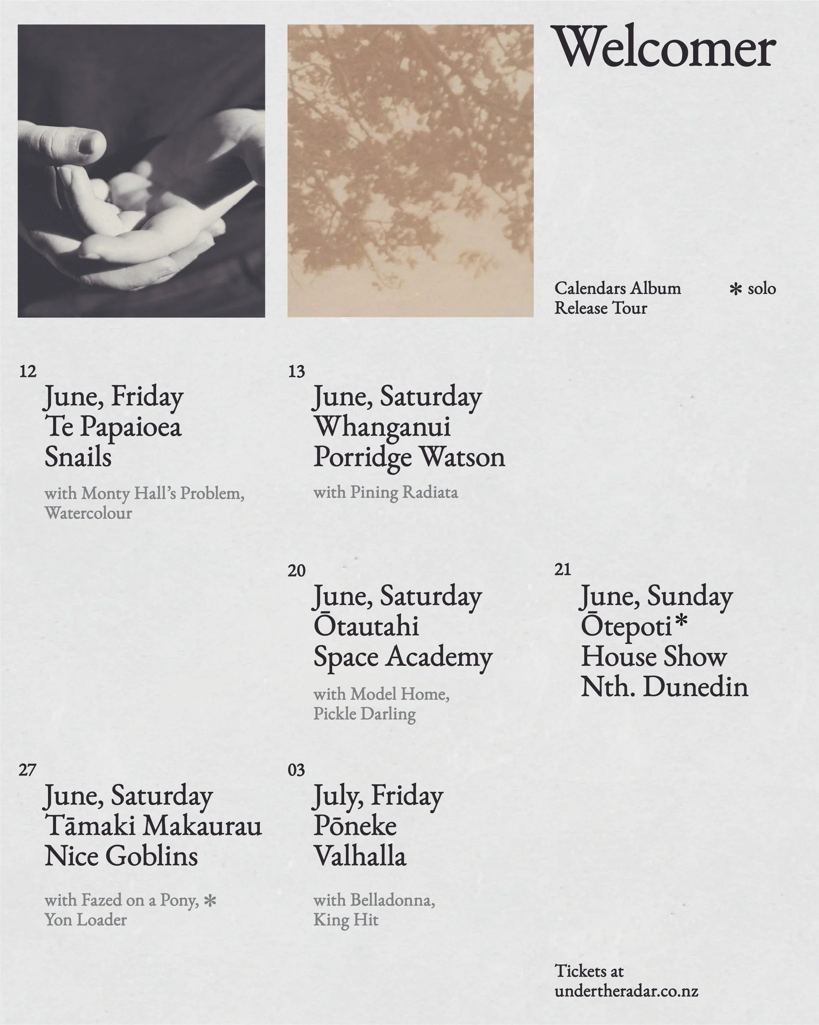 Welcomer 'Calendars' release tour w/ Belladonna & King Hit 