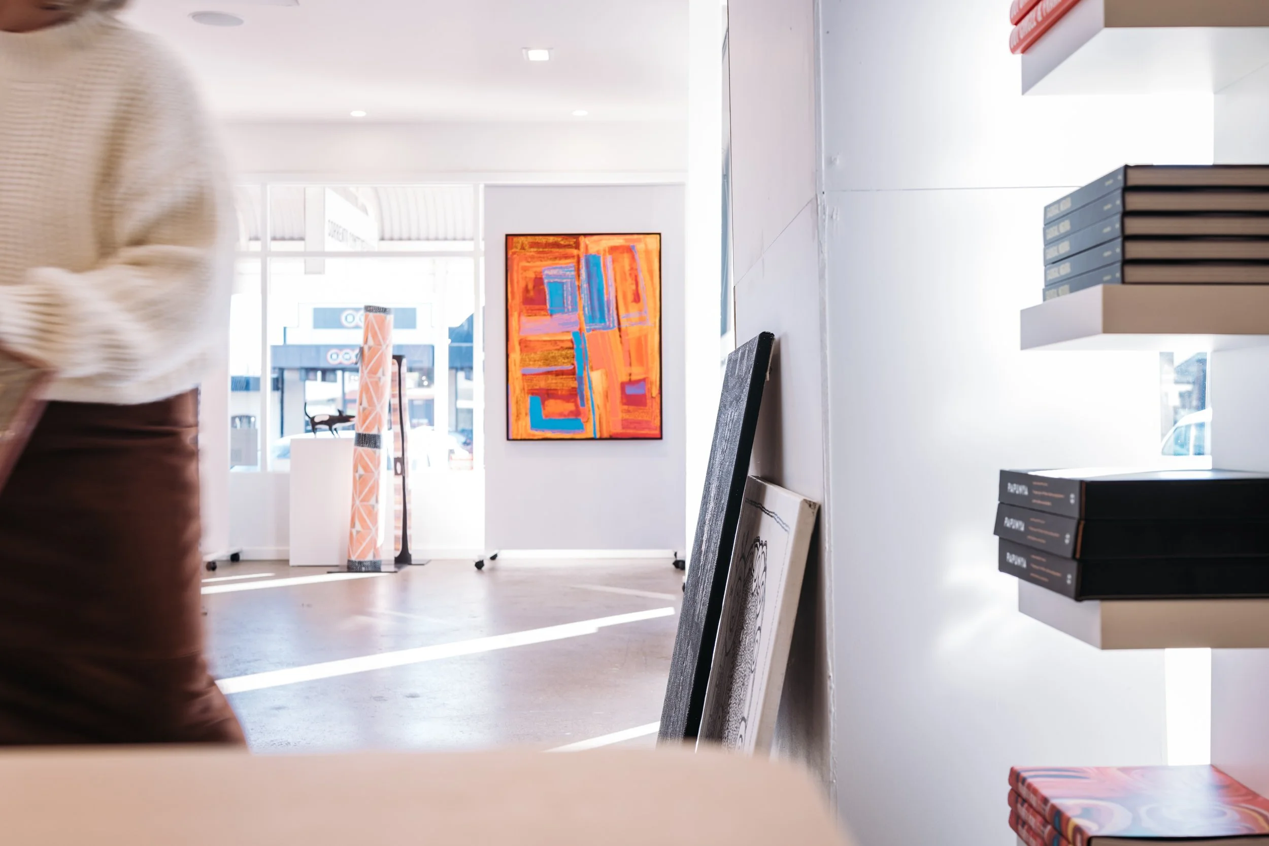 A sun-drenched gallery filled with Indigenous Art