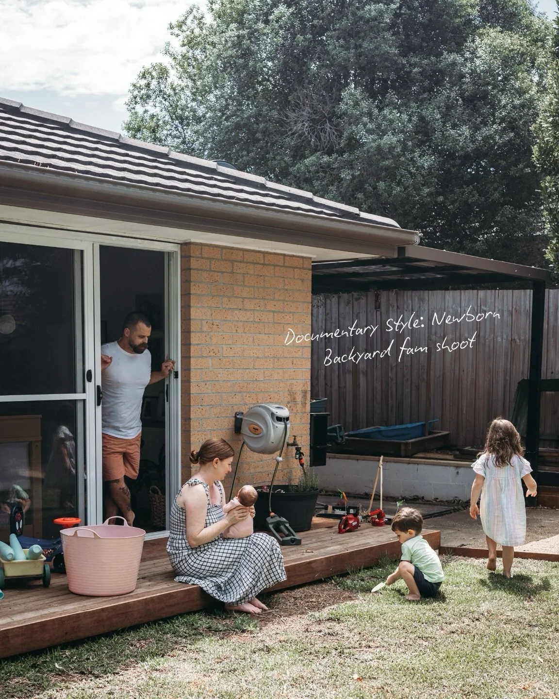 A gentle morning celebrating the newest family member in the sunshine - doco style. Backyard chaos.
Chalk on the driveway. A newborn passed between loving arms.

The normal, ordinary, beautiful stuff. These are the days you&rsquo;ll miss one day. I j