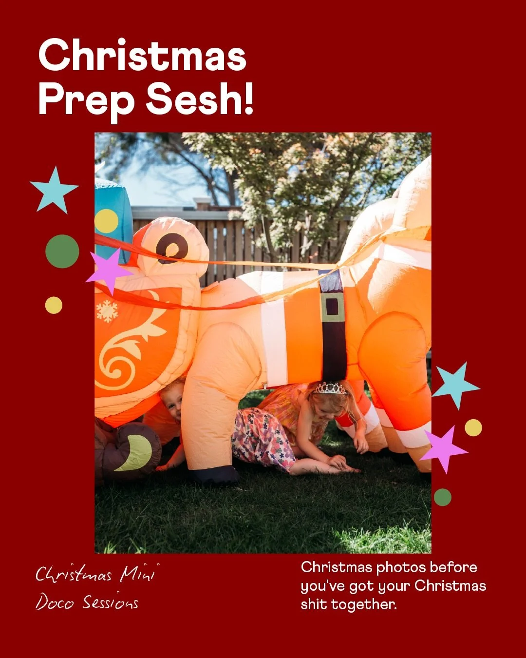 Right then, friends. I&rsquo;m doing Christmas photos this year - but probably not the kind you&rsquo;ve been seeing around. 

I&rsquo;m coming to your house to photograph the Christmas chaos already happening there. The annual argument with the Chri